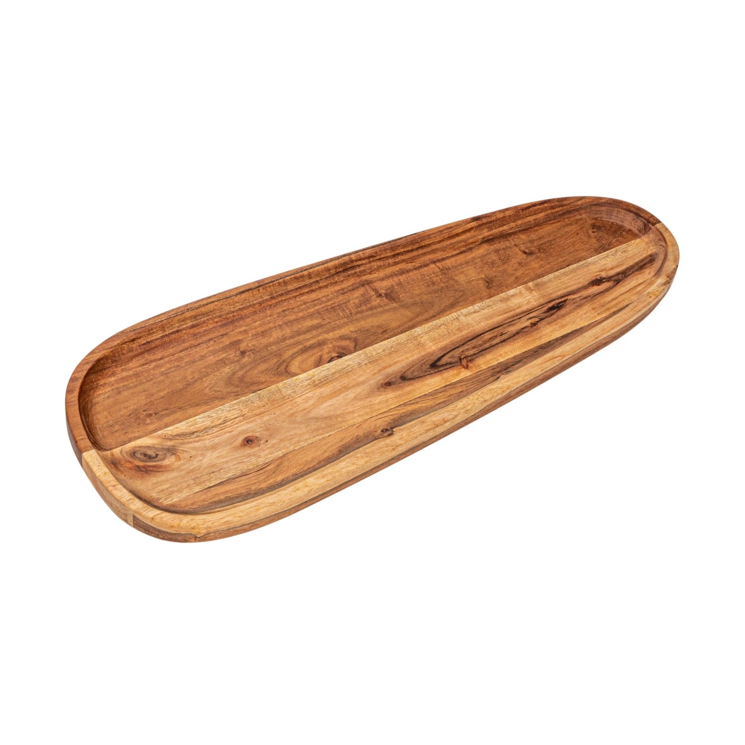 21&#x22; Natural Long Acacia Wood Oval Serving Tray