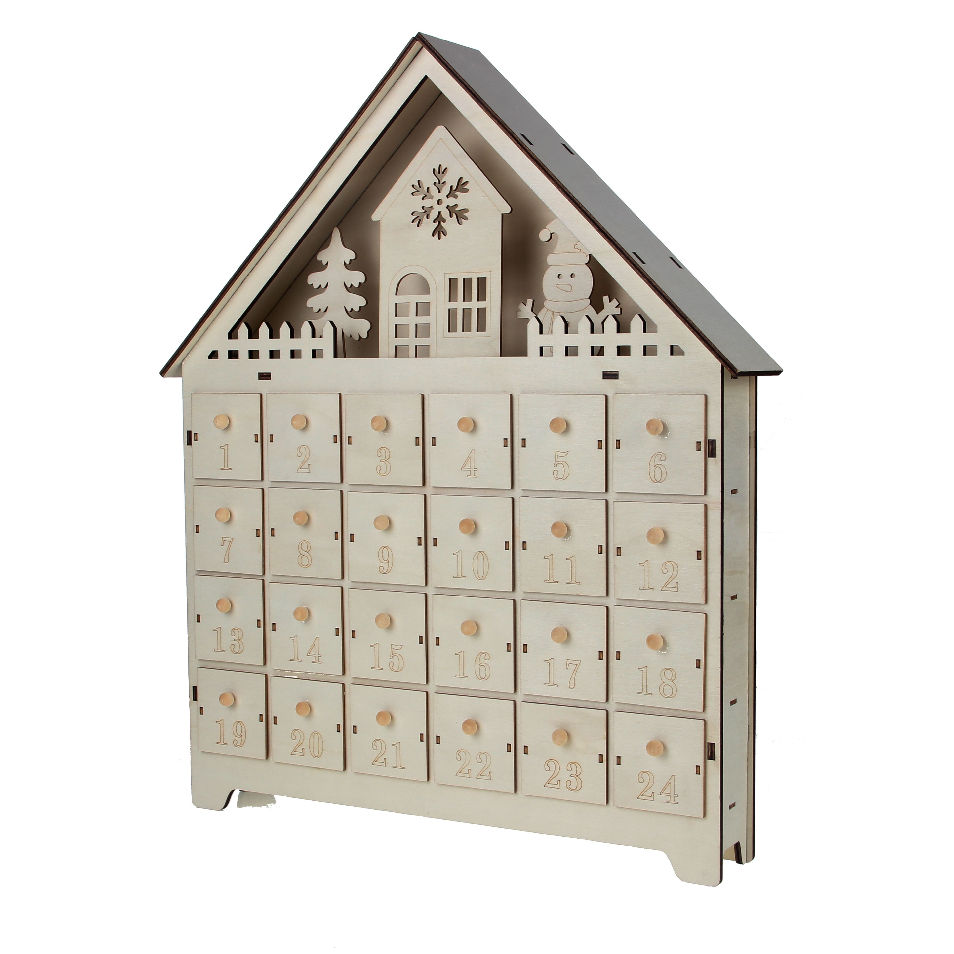 16.75&#x22; House Advent Calendar DIY LED Wood D&#xE9;cor by Make Market&#xAE;