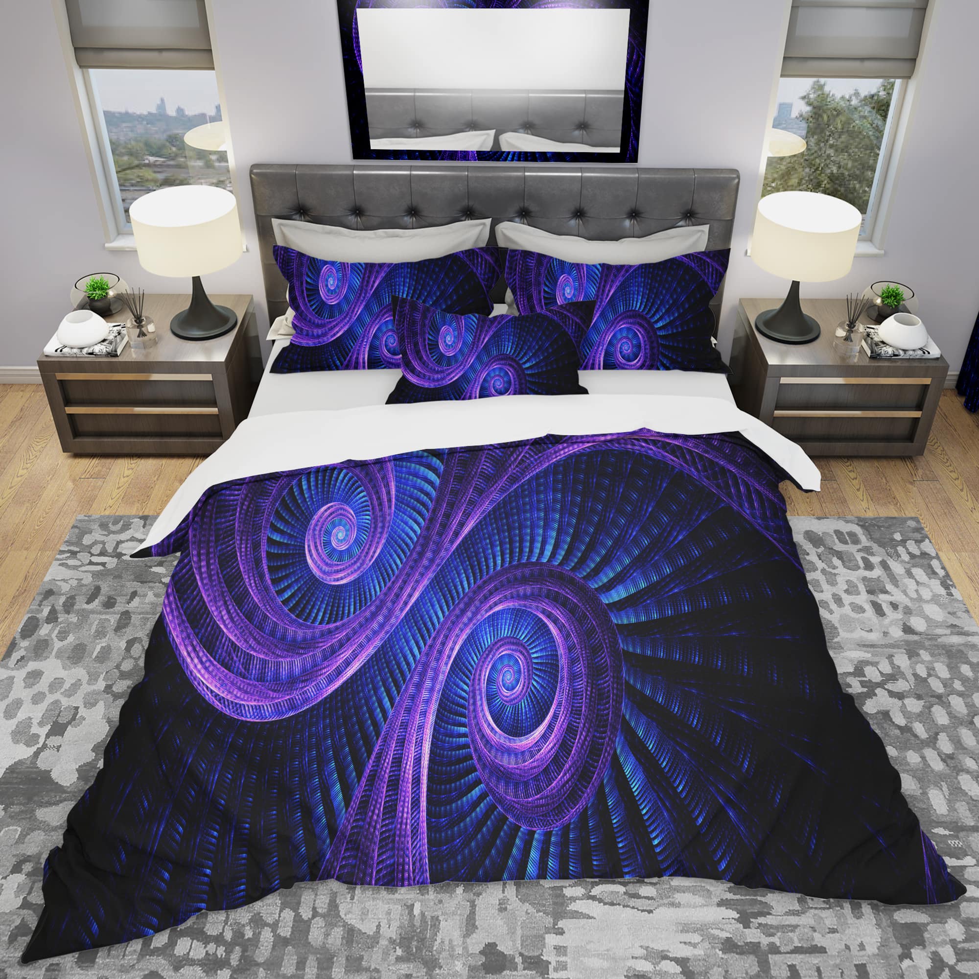 Designart &#x27;Royal Purple &#x26; Blue Dream&#x27; Modern &#x26; Contemporary Bedding Set - Duvet Cover &#x26; Shams