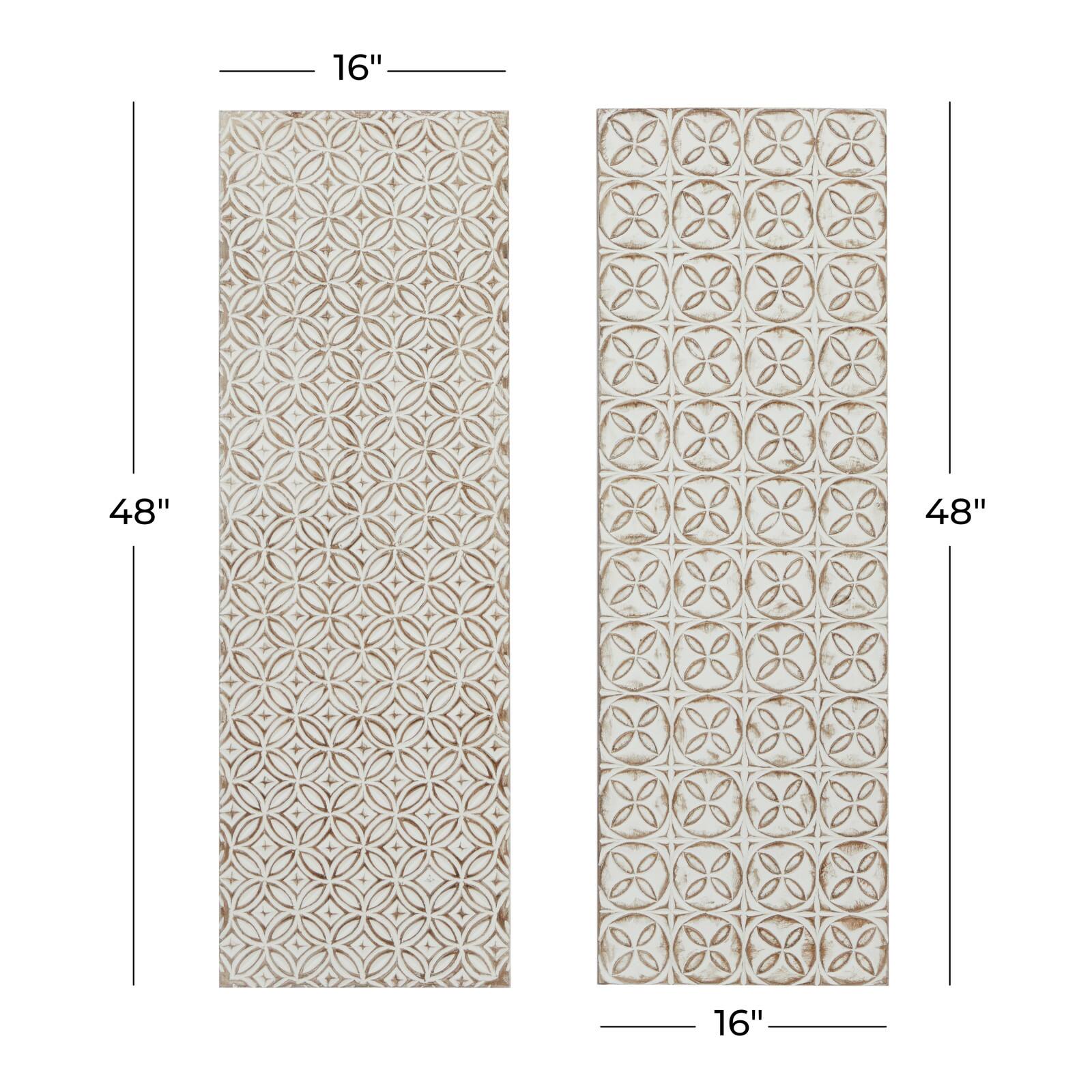 48" White Wood Traditional Abstract Wall Décor Set