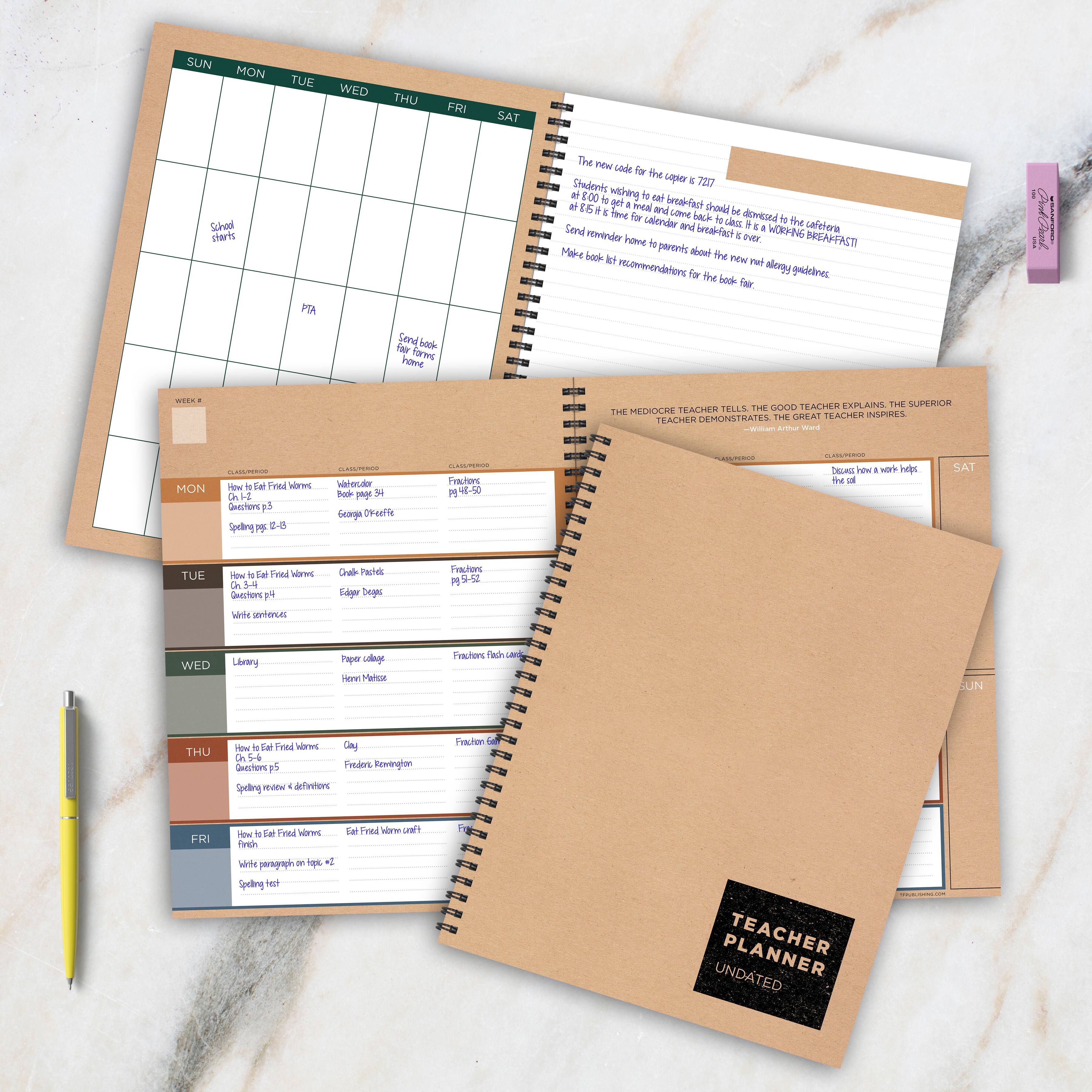 TF Publishing Large Kraft Undated Weekly Teacher Planner