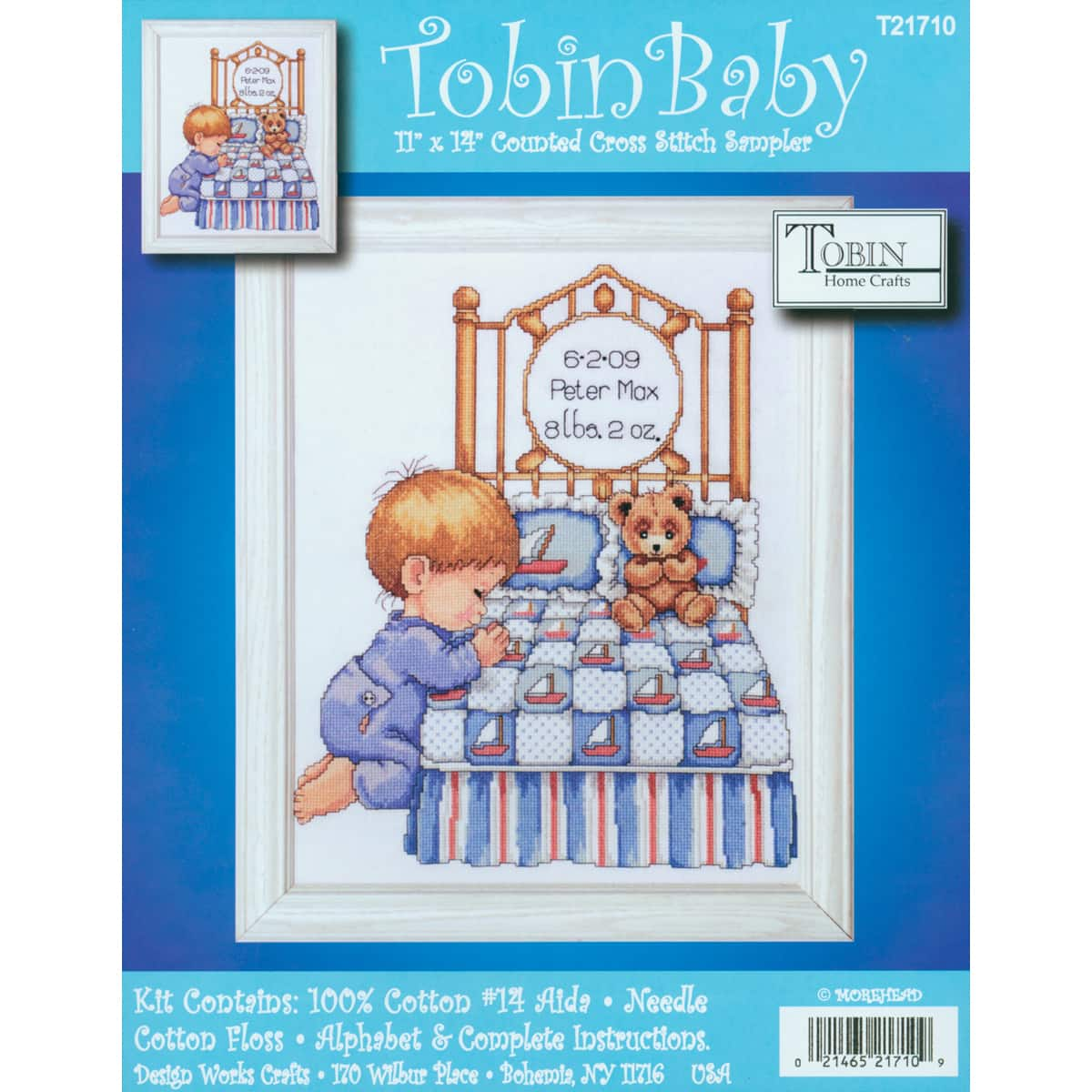 Tobin Bedtime Prayer Birth Record Counted Cross Stitch Kit