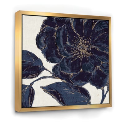 Designart Dark Rose Gilded Gold Floral Framed Canvas | Michaels