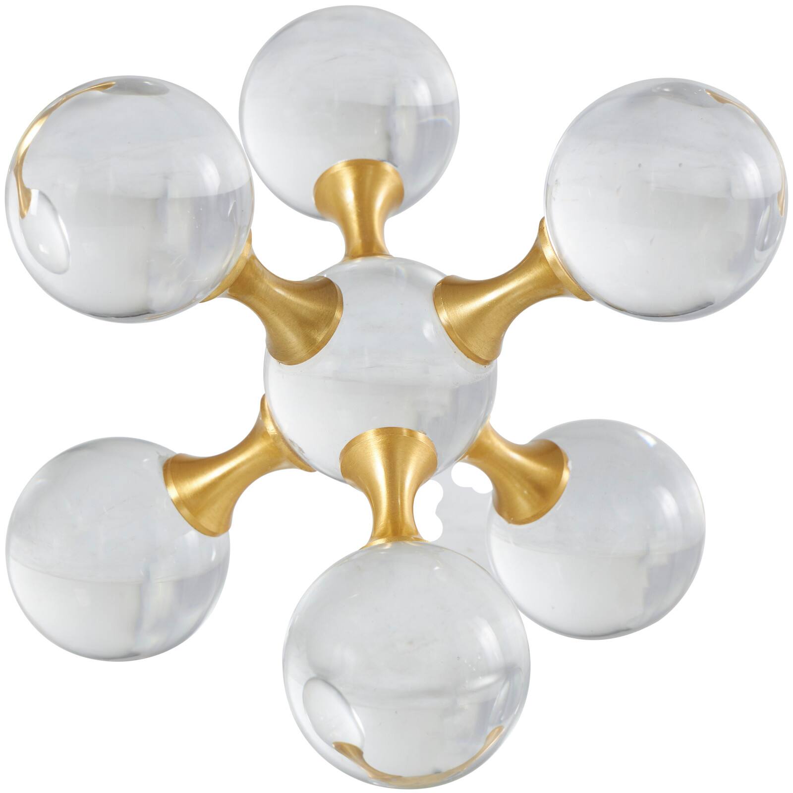Clear & Gold Crystal Jack Inspired Orb Sculpture Set