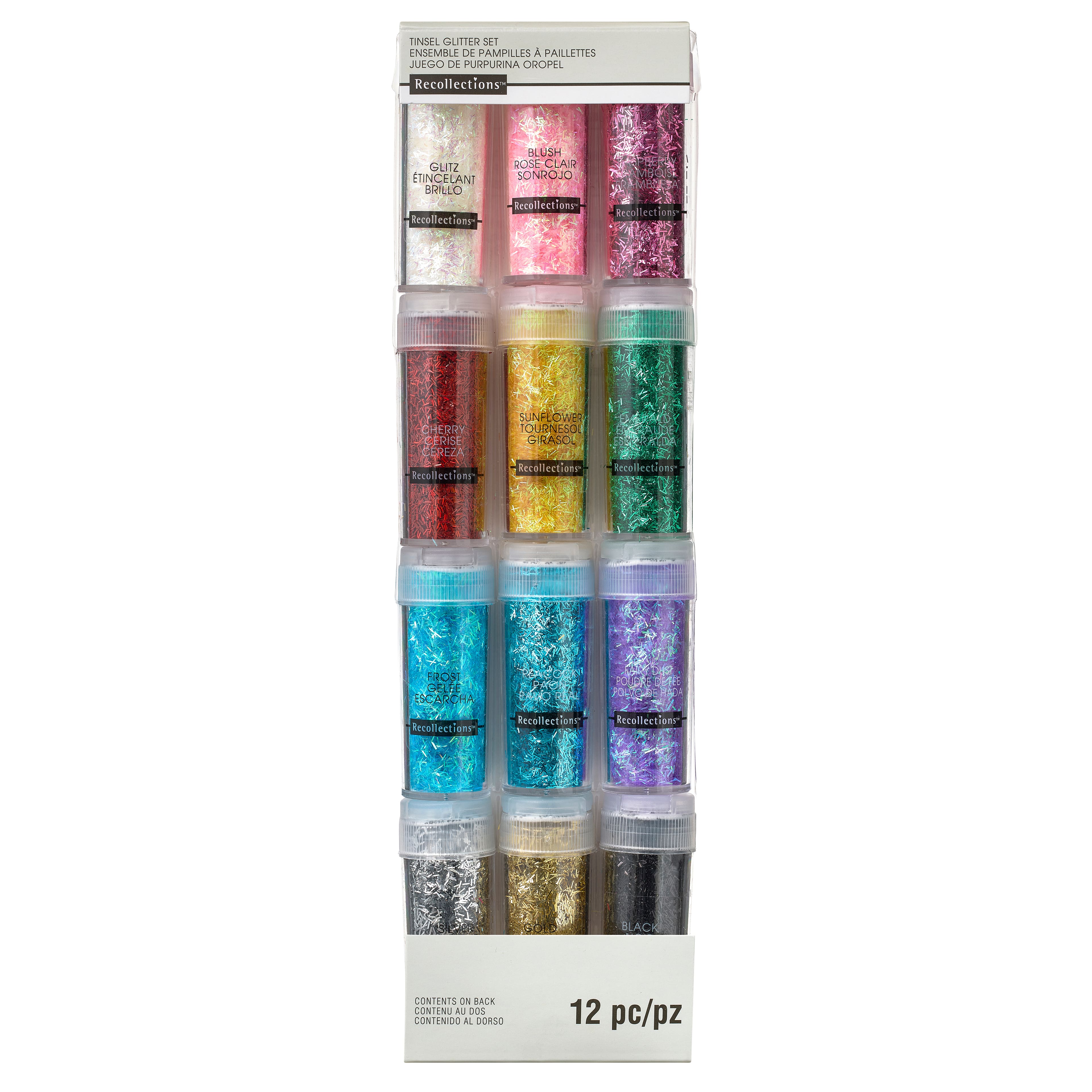 12 Colors Set Drawing Glitter Powder Adhesive Paper Flower Crafts