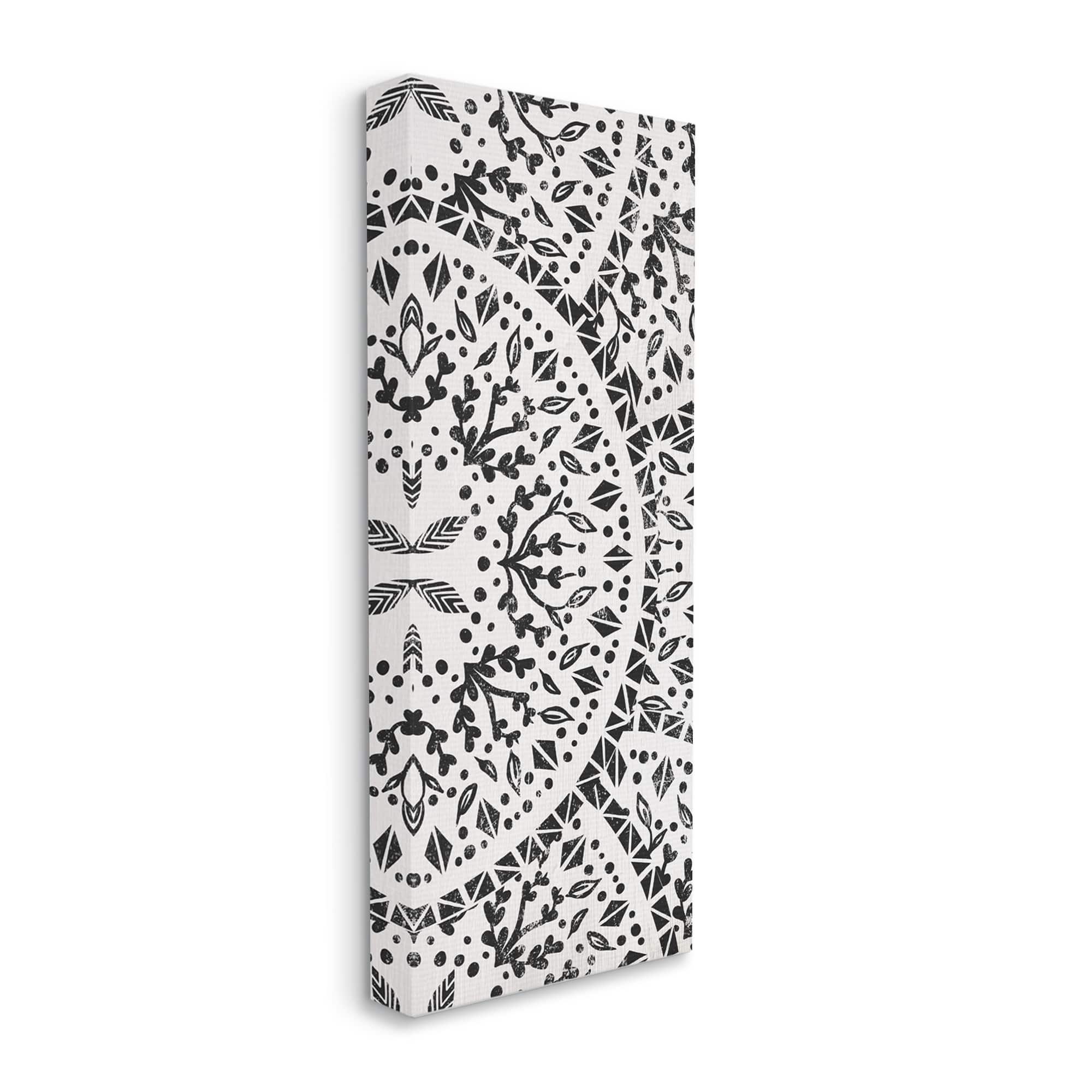 Stupell Industries Boho Fractal Pattern Study Vintage Style Distressed Botanicals Canvas Wall Art