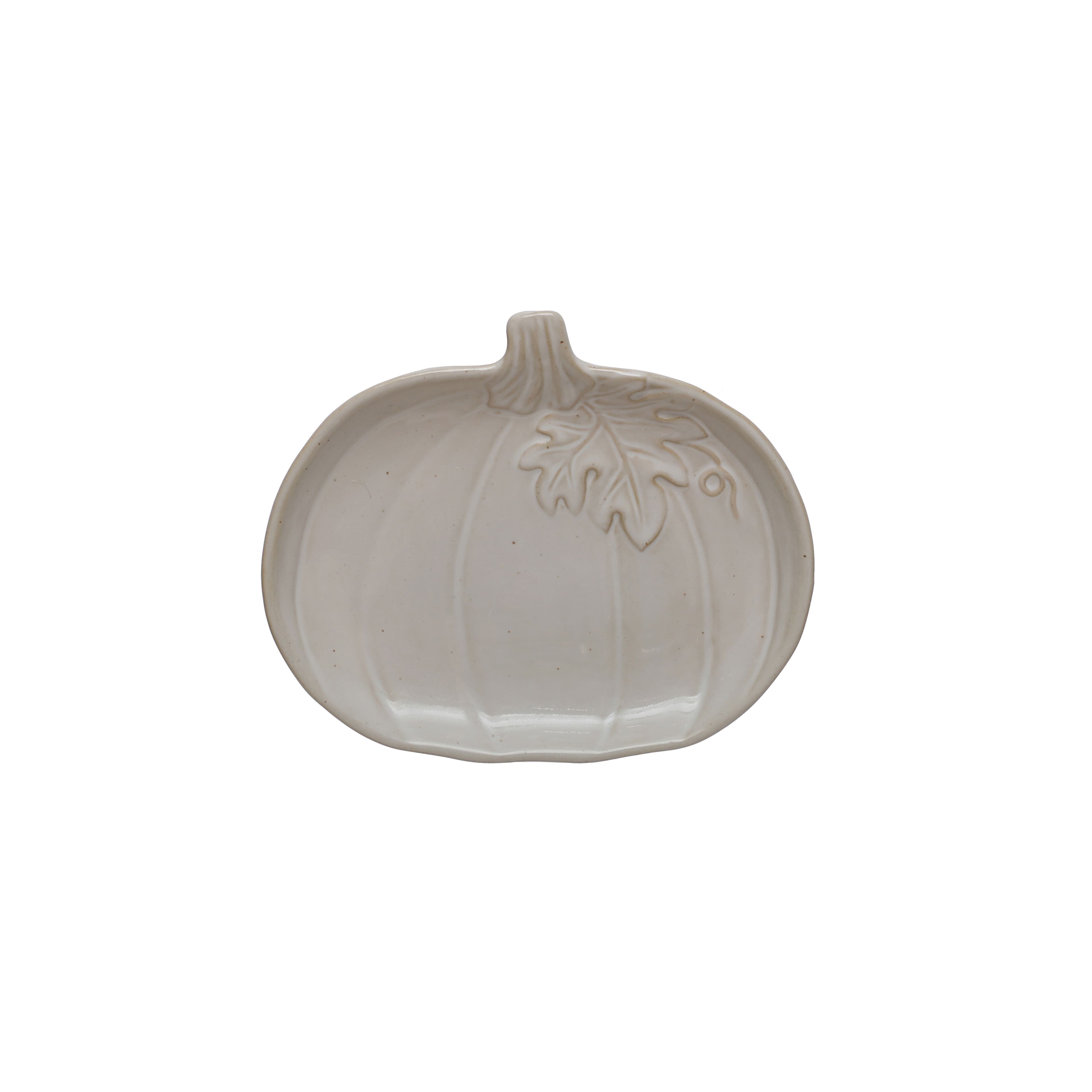7.25" White Pumpkin Ceramic Dinner Plate by Ashland®