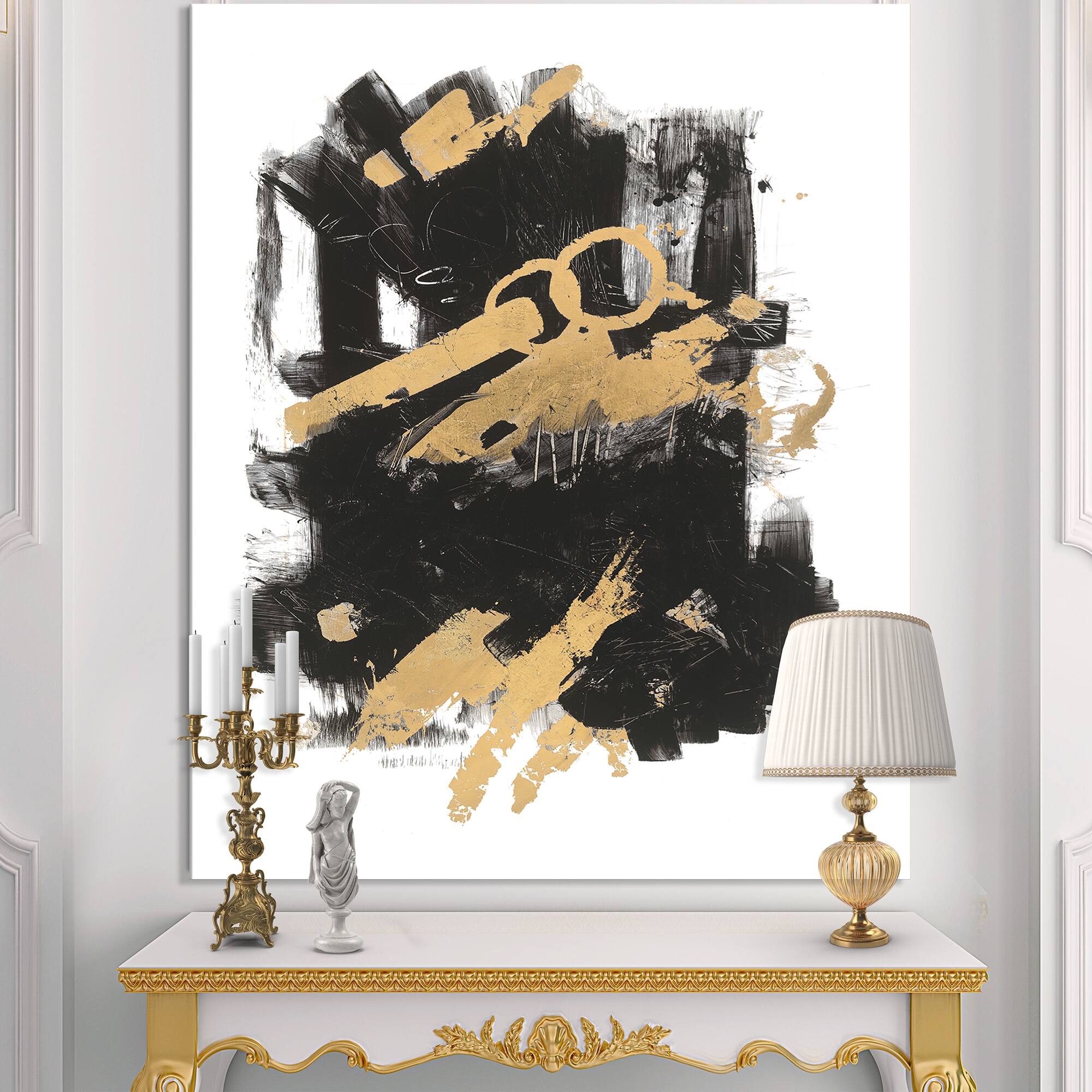 Designart - Gold and Black drift I - Modern Glam Canvas Artwork