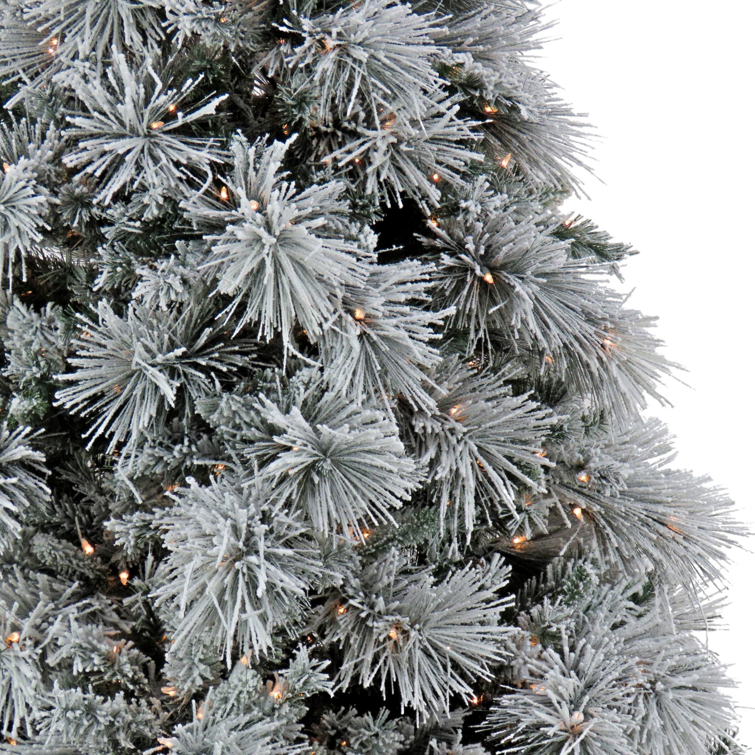 6.5ft. Pre-Lit Flocked Bavarian Pine Artificial Christmas Tree, Clear Lights