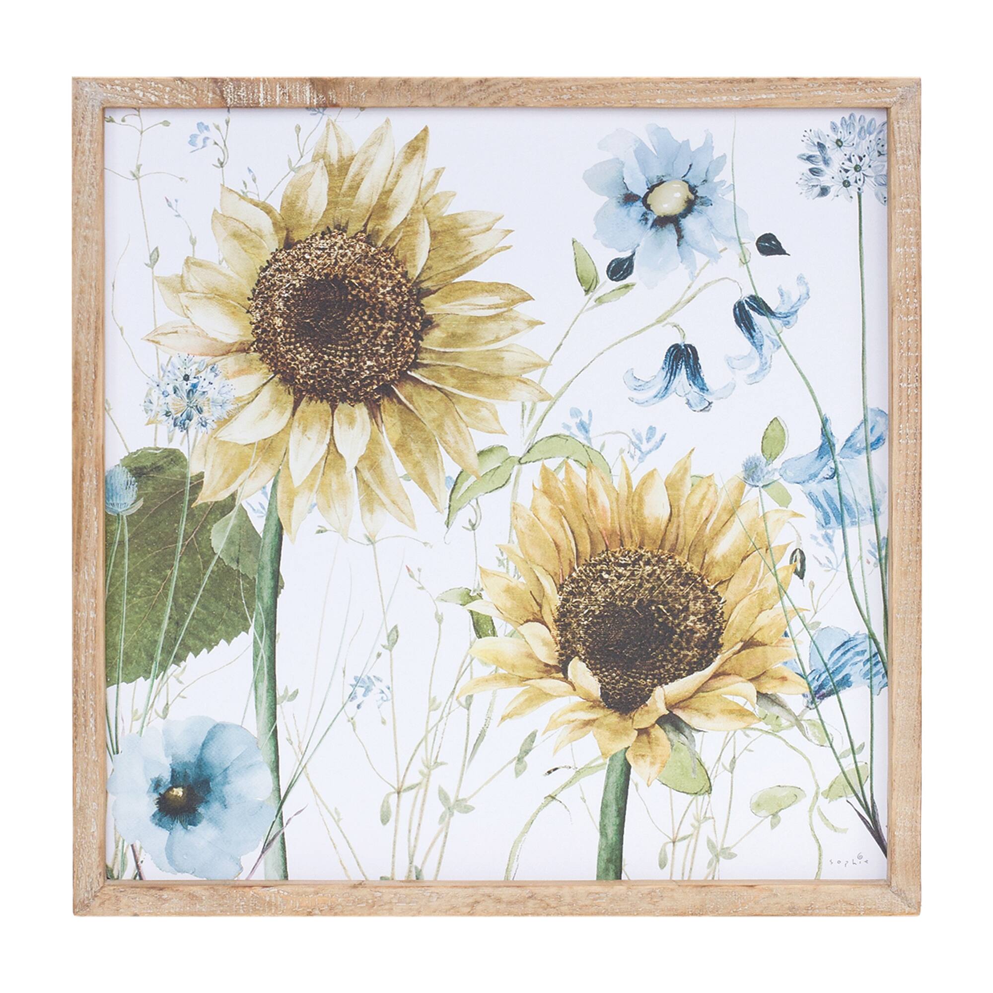 Framed Sunflower Floral Print Set