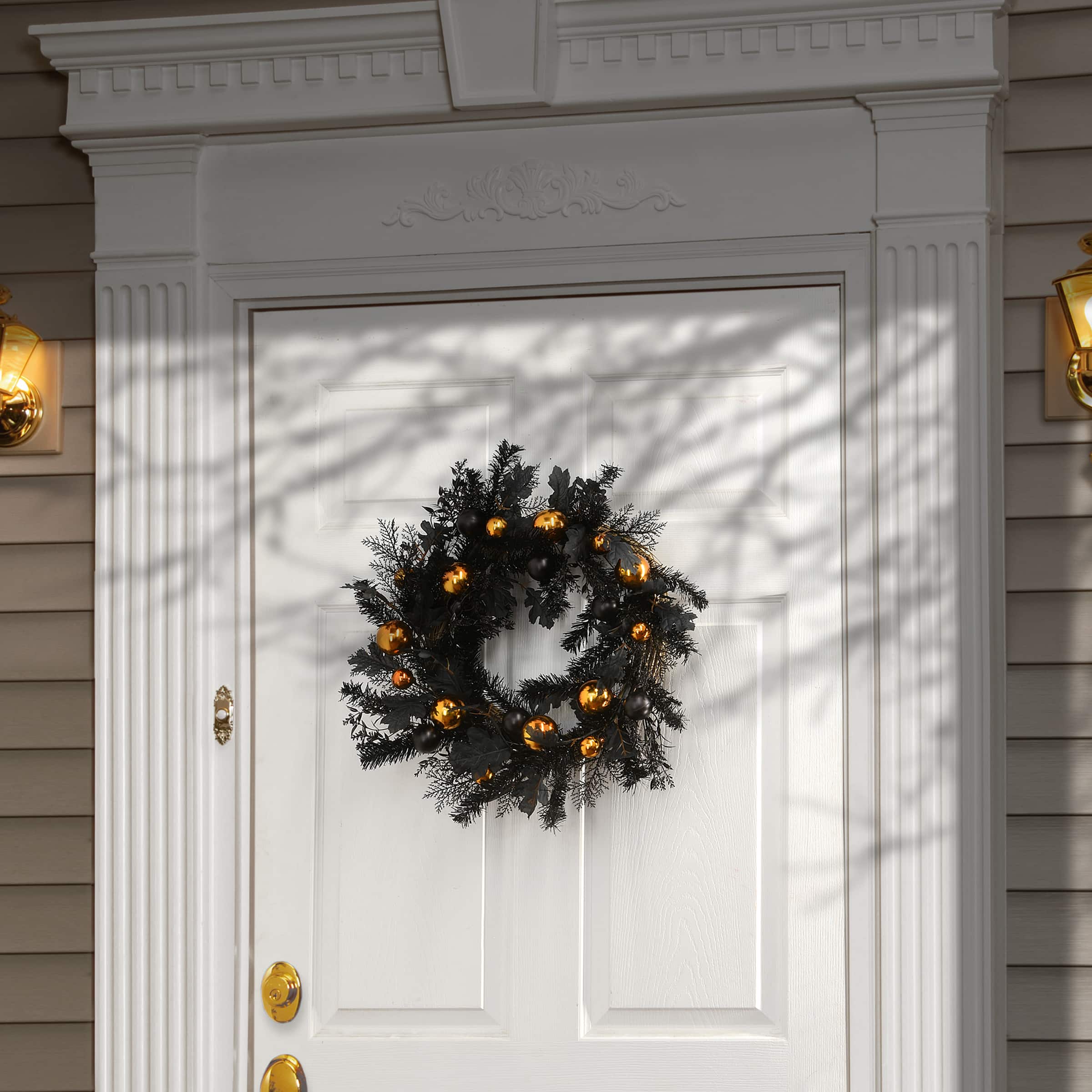 24" Halloween Wreath with Ball Ornaments