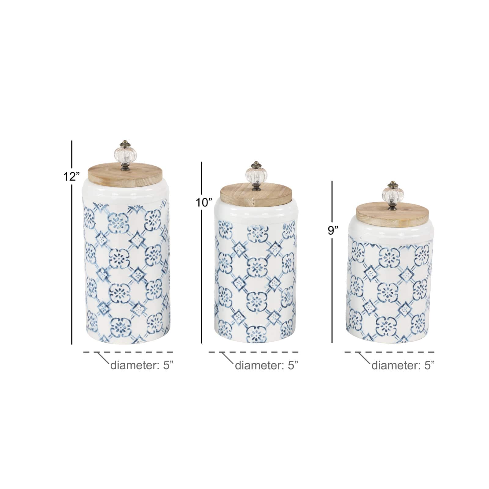White &#x26; Blue Metal Farmhouse Decorative Jar Set