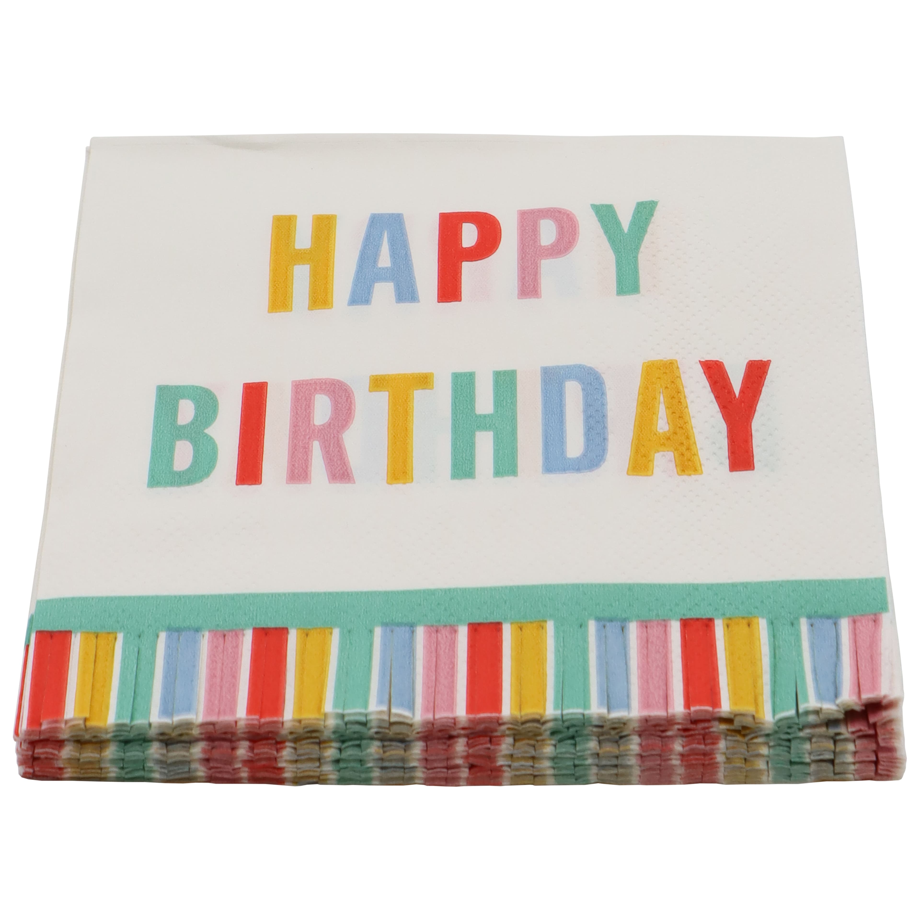 Happy Birthday Stripes Beverage Napkins, 20ct. by Celebrate It&#x2122;