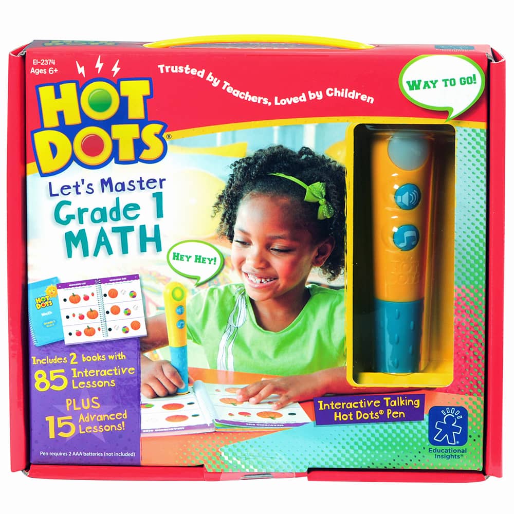 Educational Insights Hot Dots Jr. Let&#x27;s Master Grade 1 Math Set with Hot Dots Pen