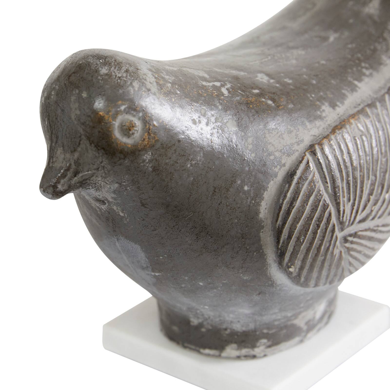 Set of 2 Brown Ceramic Coastal Bird Sculpture, 16.75&#x22;, 18.25&#x22;