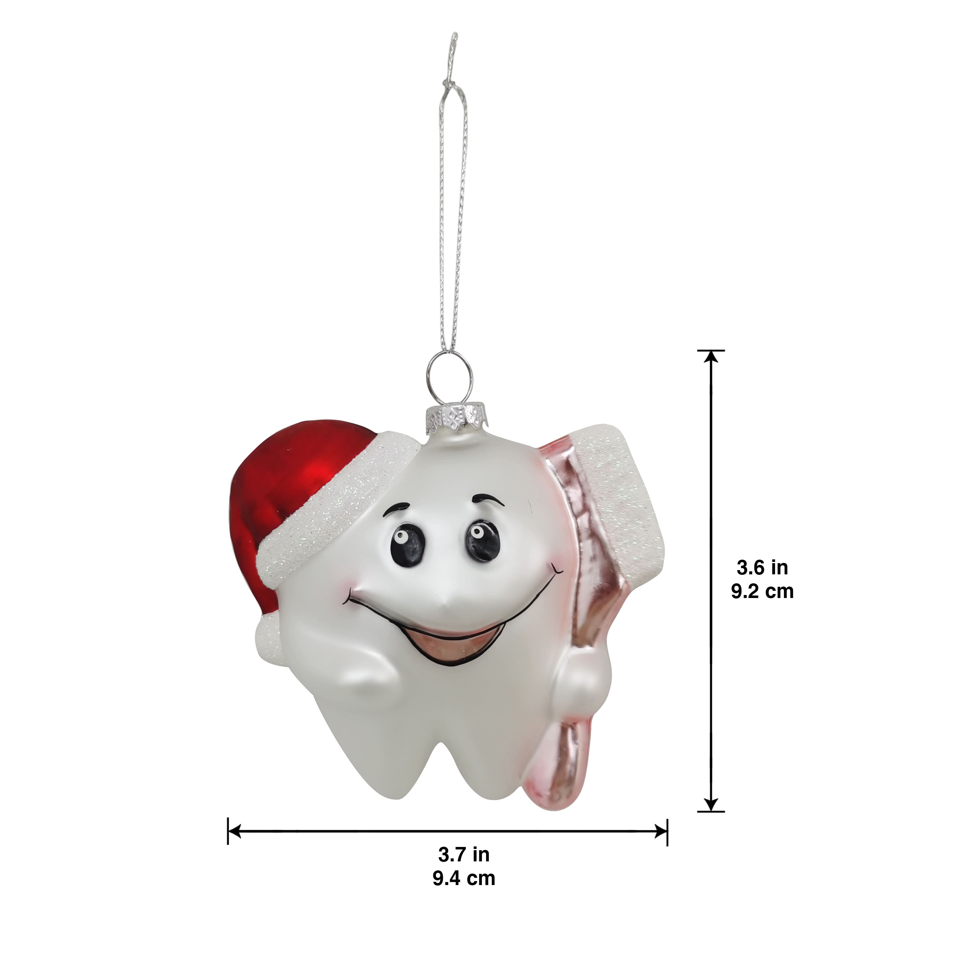 4&#x22; Happy Tooth Glass Ornament by Ashland&#xAE;