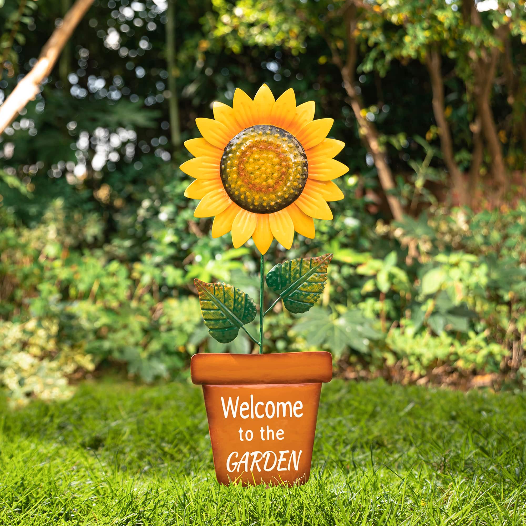 Glitzhome&#xAE; 36&#x22; Welcome to the Garden Sunflower Yard Stake