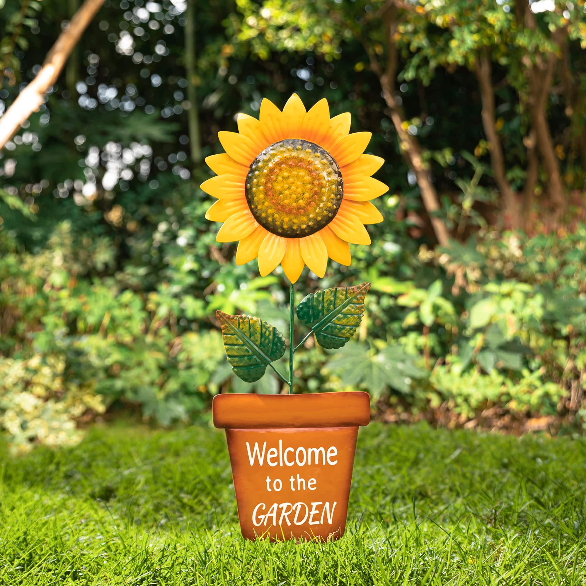 Glitzhome® 36" Welcome to the Garden Sunflower Yard Stake