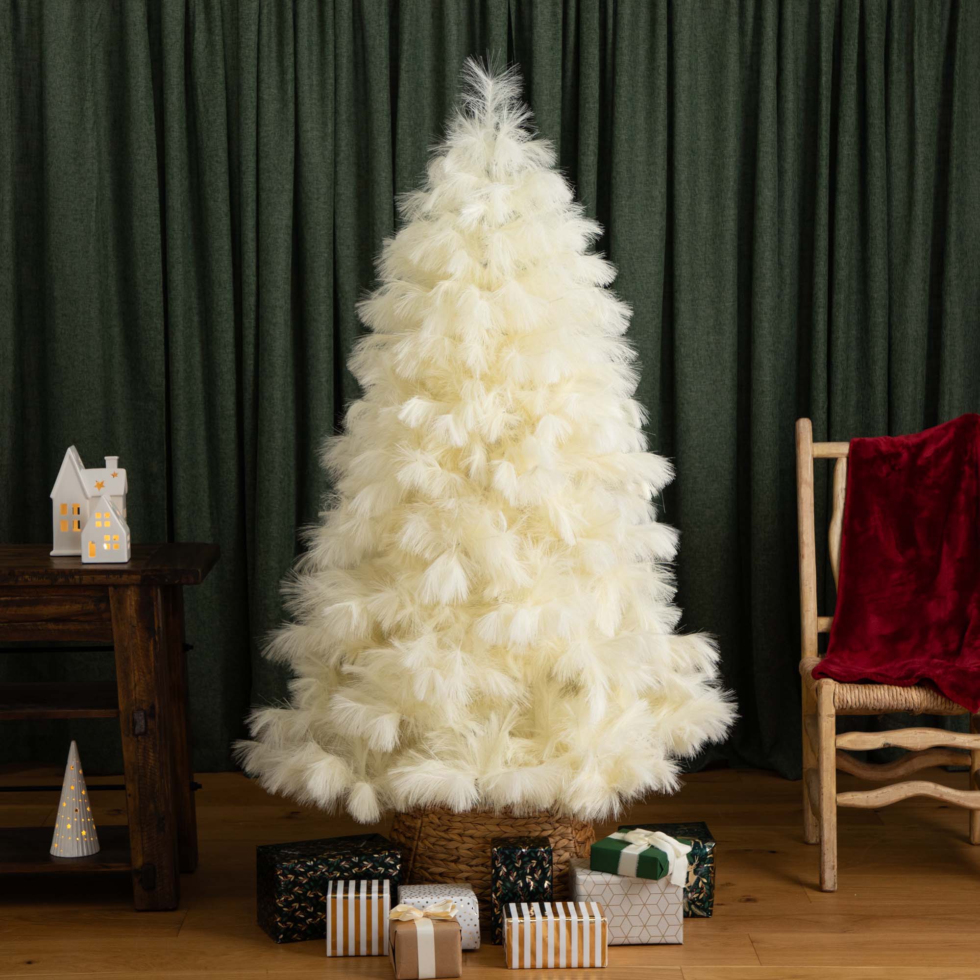 6ft. Unlit Off-White Pampas Grass Artificial Christmas Tree