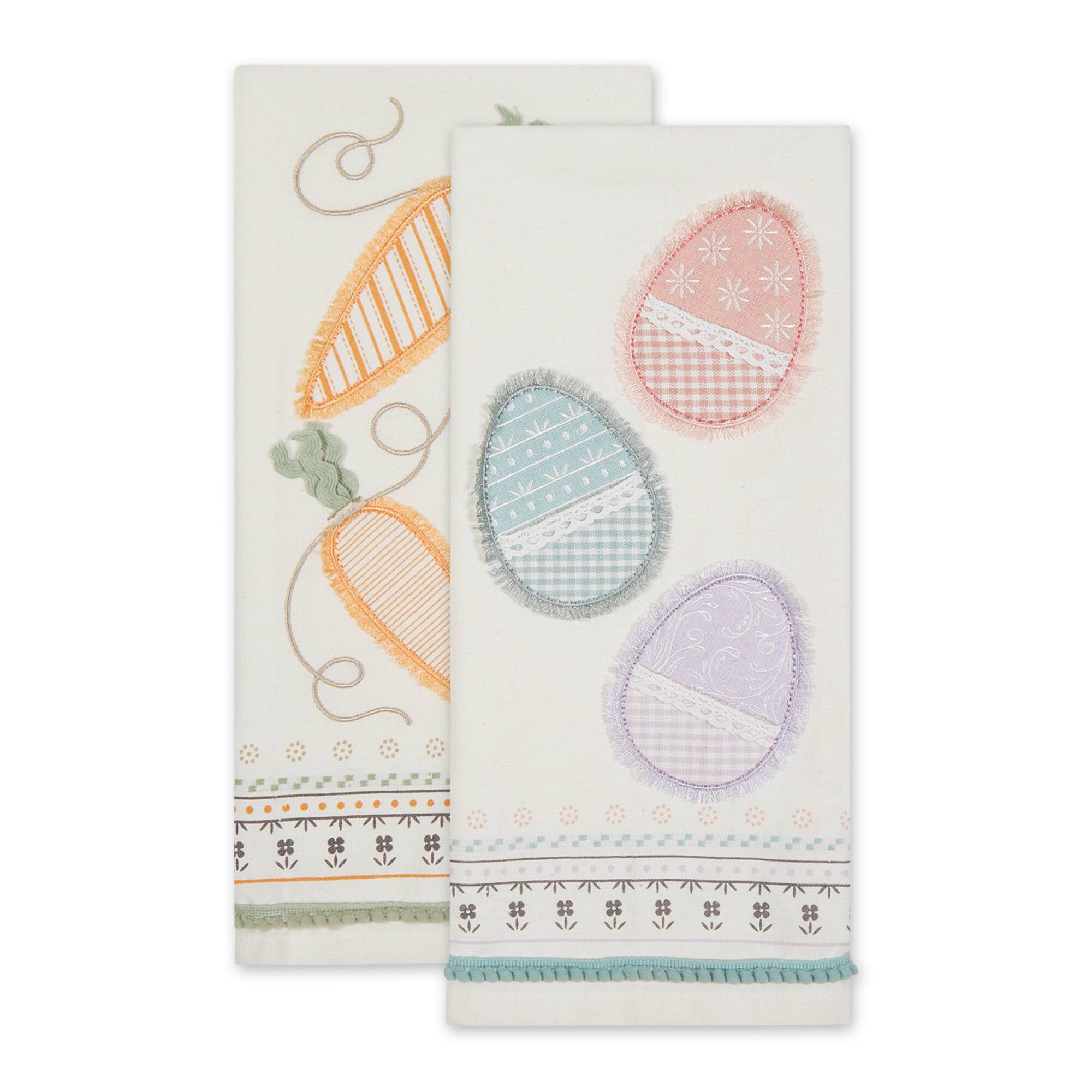 Carrots And Eggs Embellished Dishtowel (Set of 2)