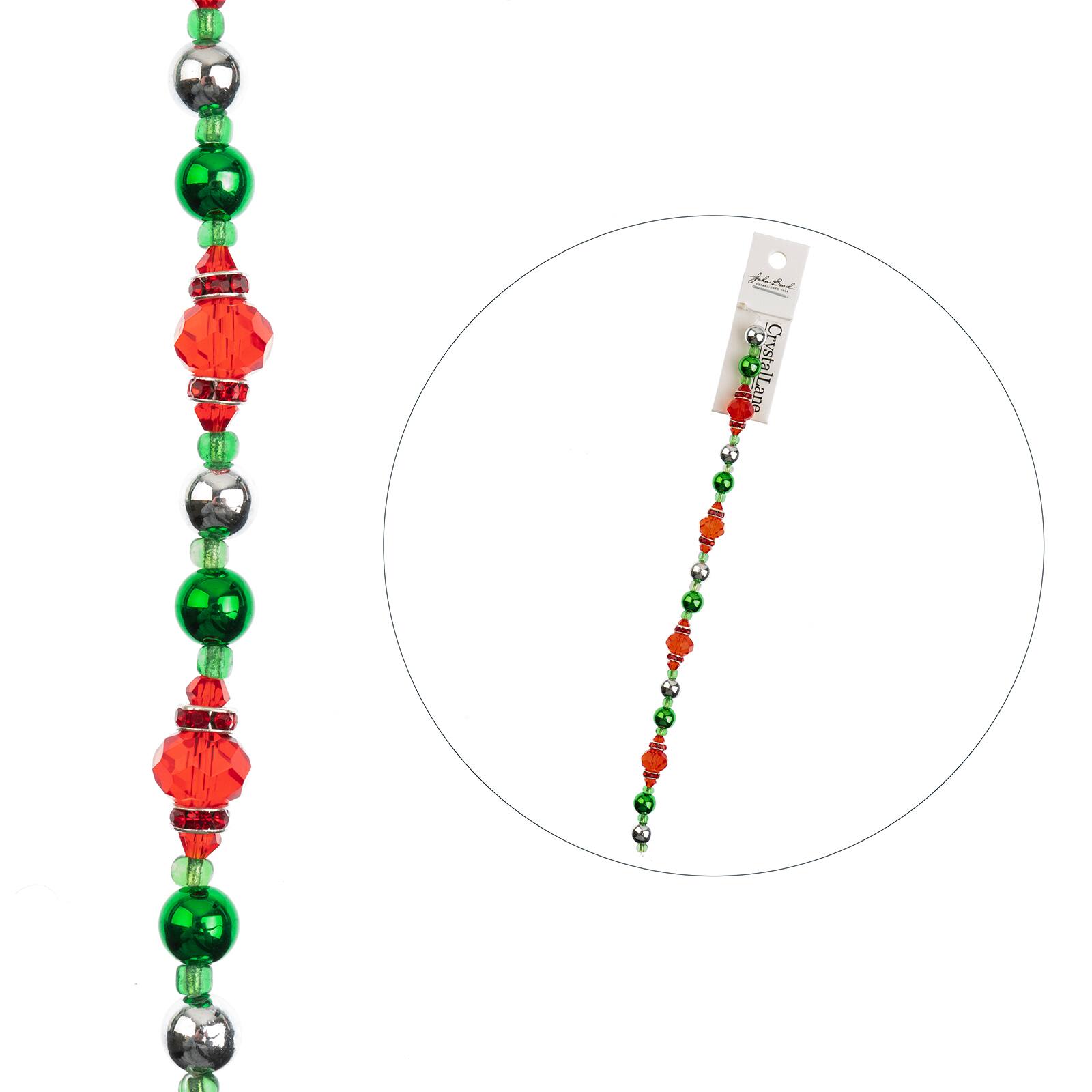 Crystal Lane DIY Holiday Christmas 7" Designer Crystal Glass Bead Strand