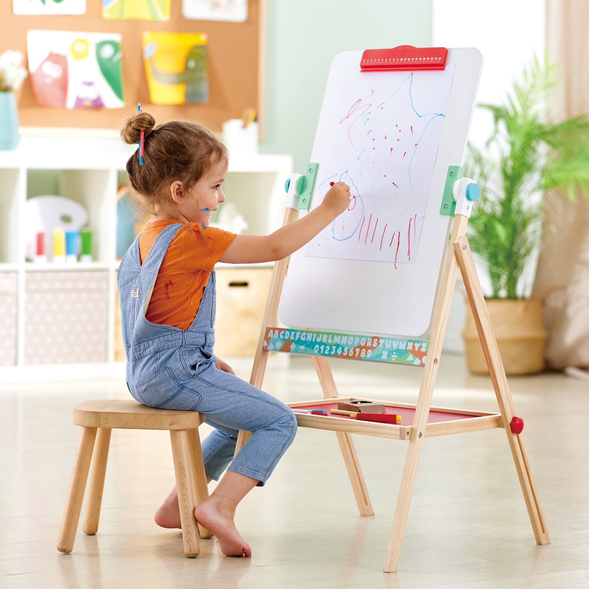 Hape Standing Easel Double-Sided Chalkboard & Whiteboard
