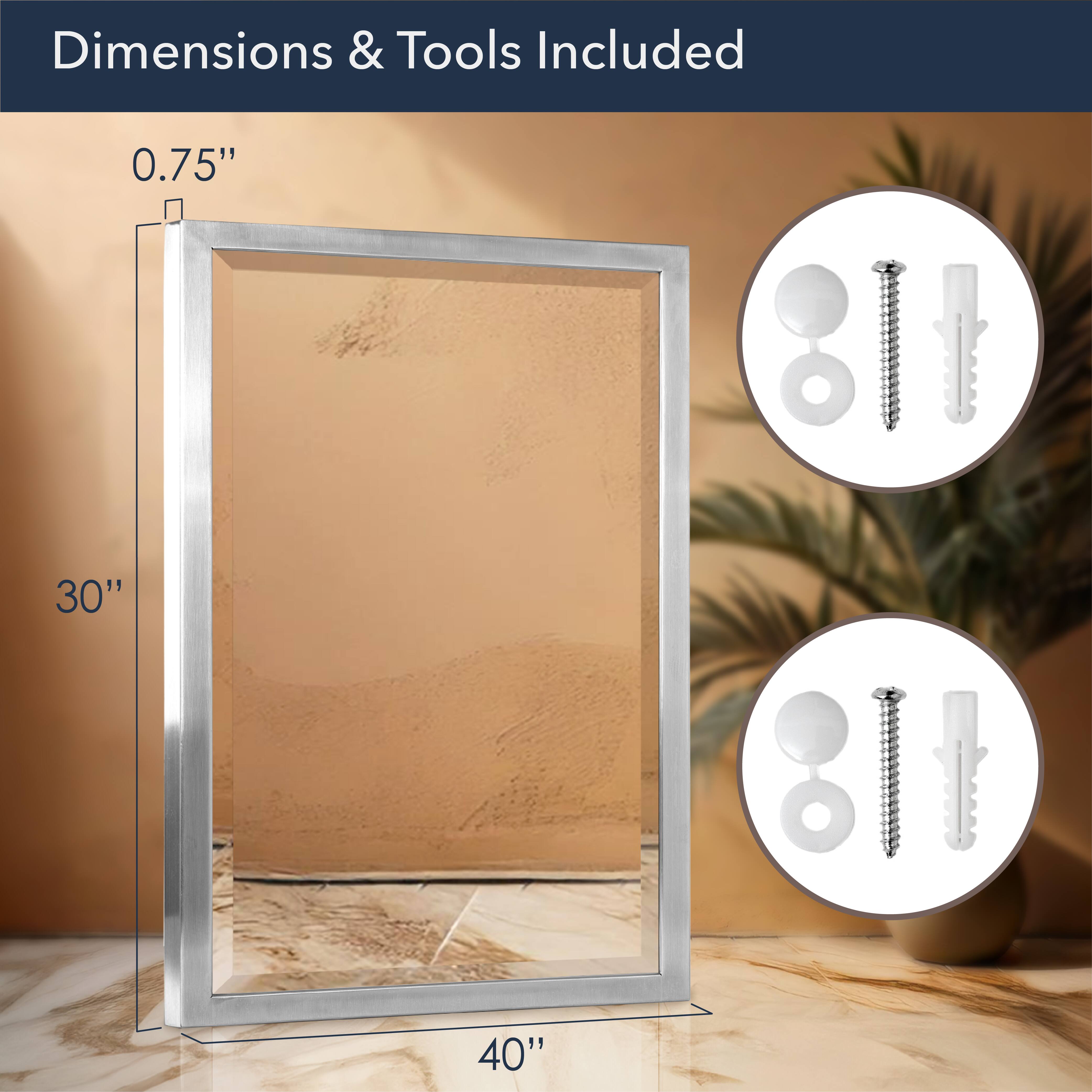 Head West Brushed Nickel Stainless Steel Beveled Accent Vanity Mirror