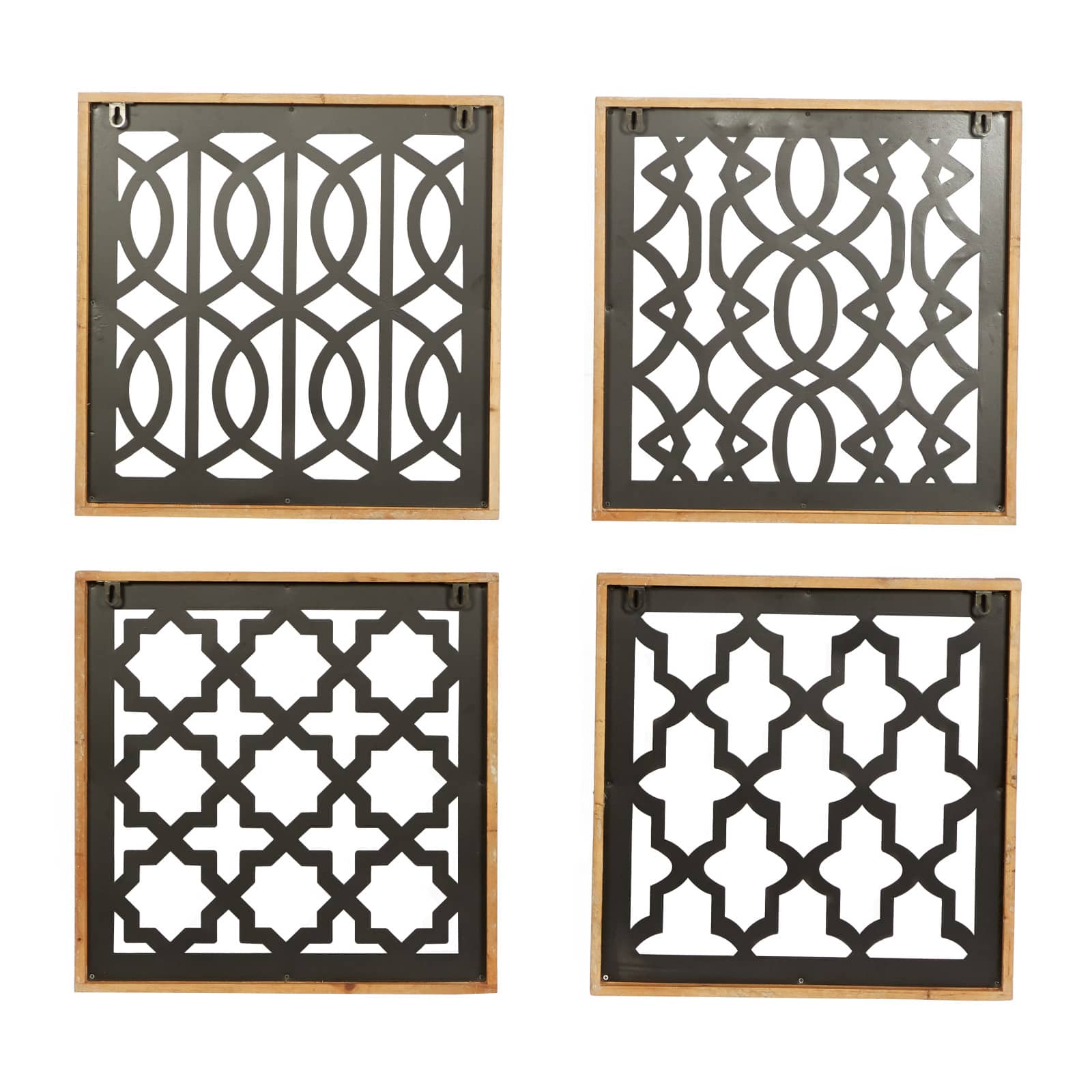 Set of 4 Black Wood Contemporary Wall Decor 17&#x22;, 17&#x22;