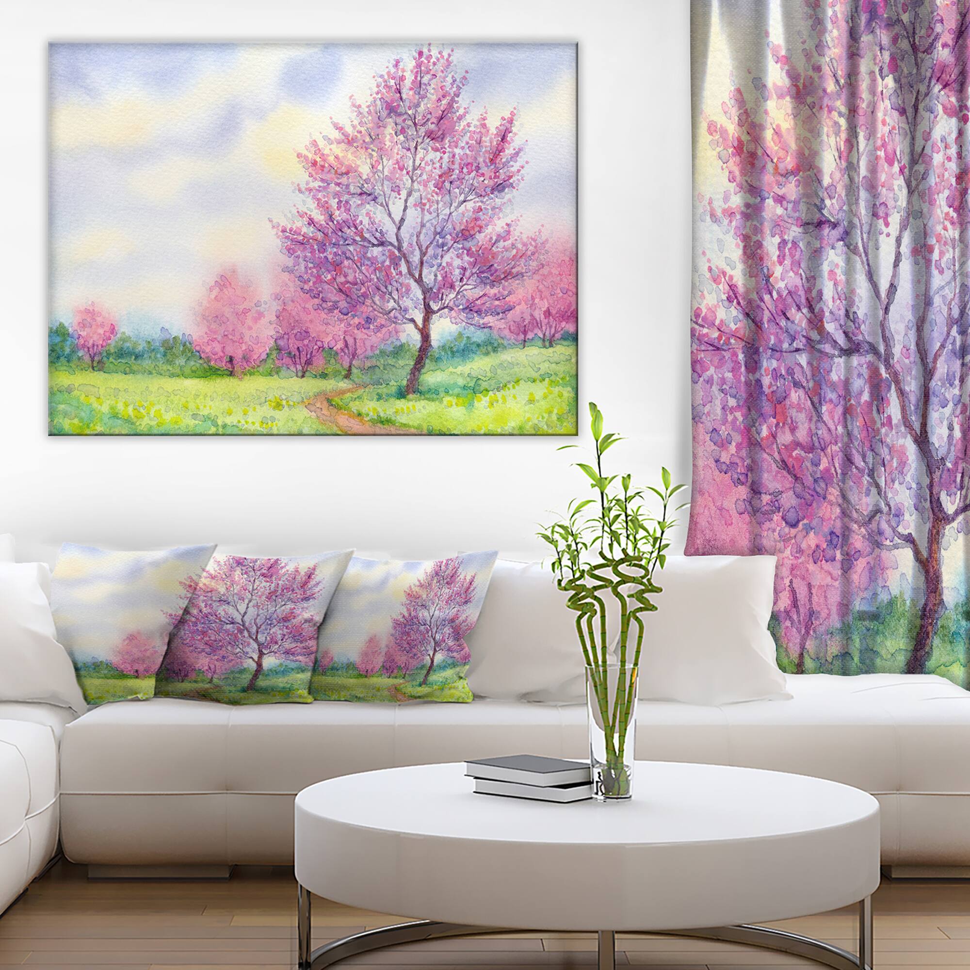 Designart - Purple Spring Landscape - Floral Art Canvas Print