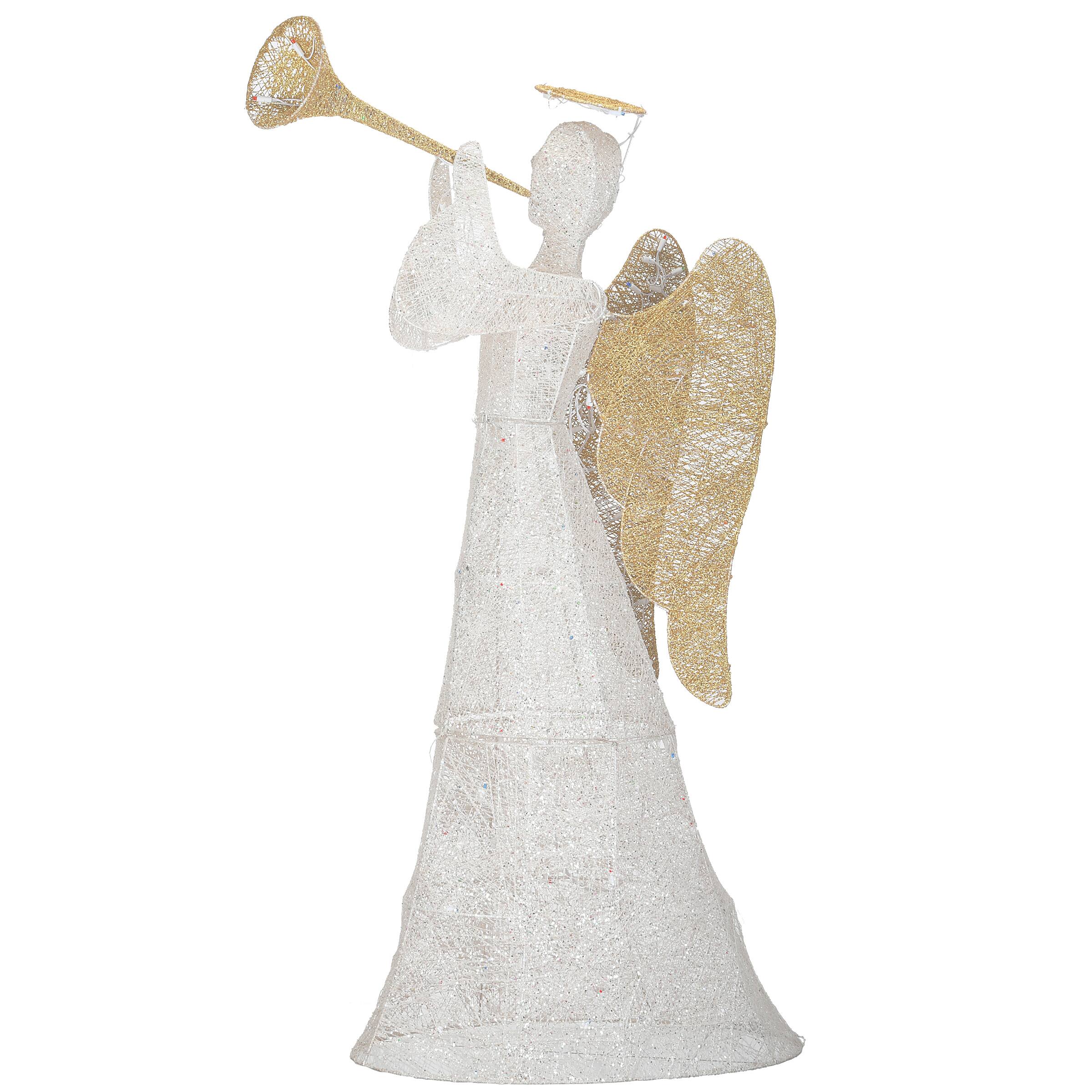 60'' Trumpeting White Angel with Multicolor LED Lights Decoration