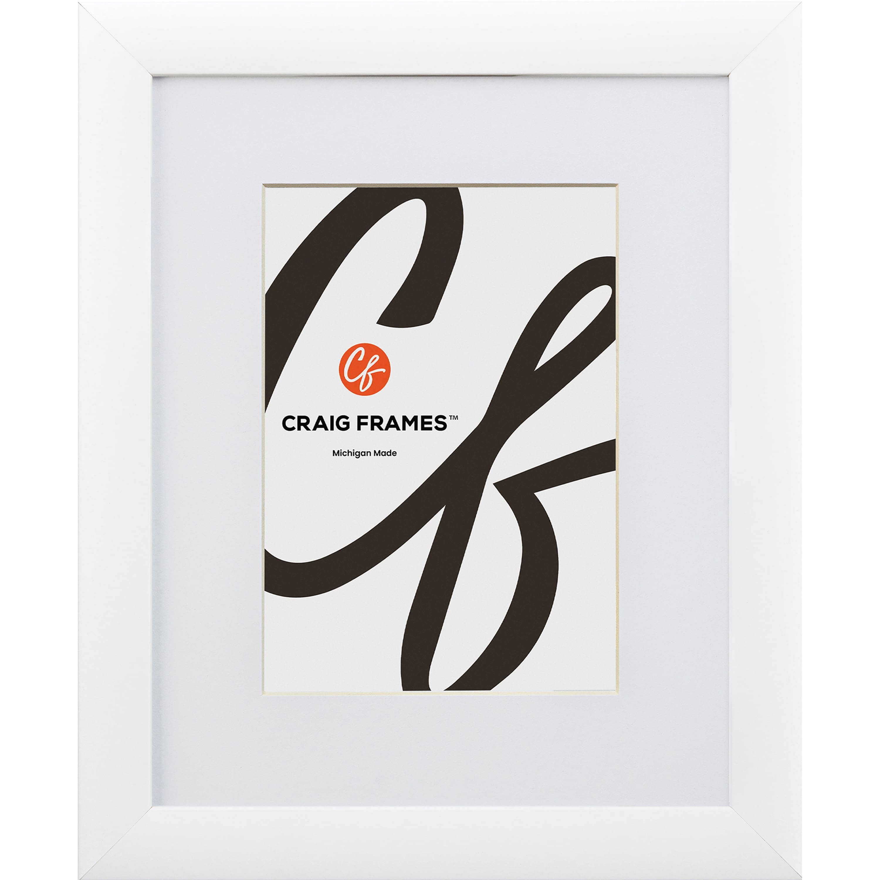 Craig Frames 4 Pack Contemporary White Satin Picture Frame with Mat