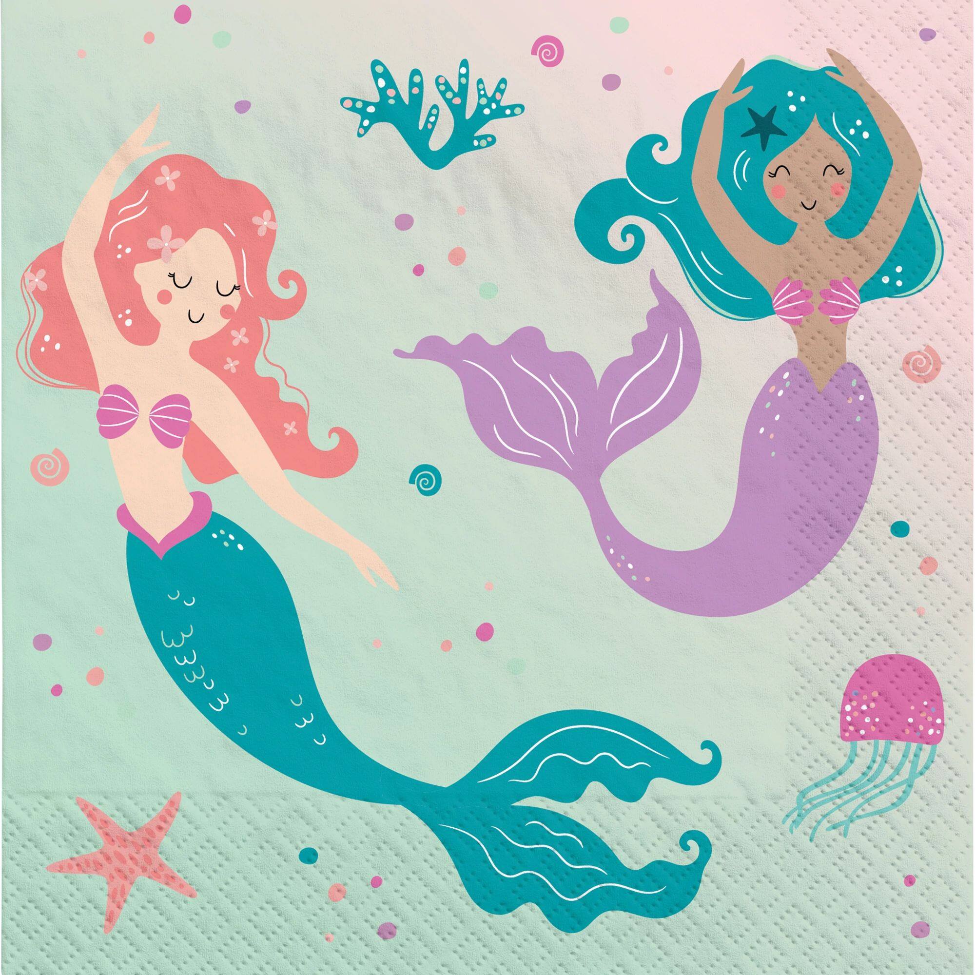 Pink & Blue Mermaid Napkins, 16ct.