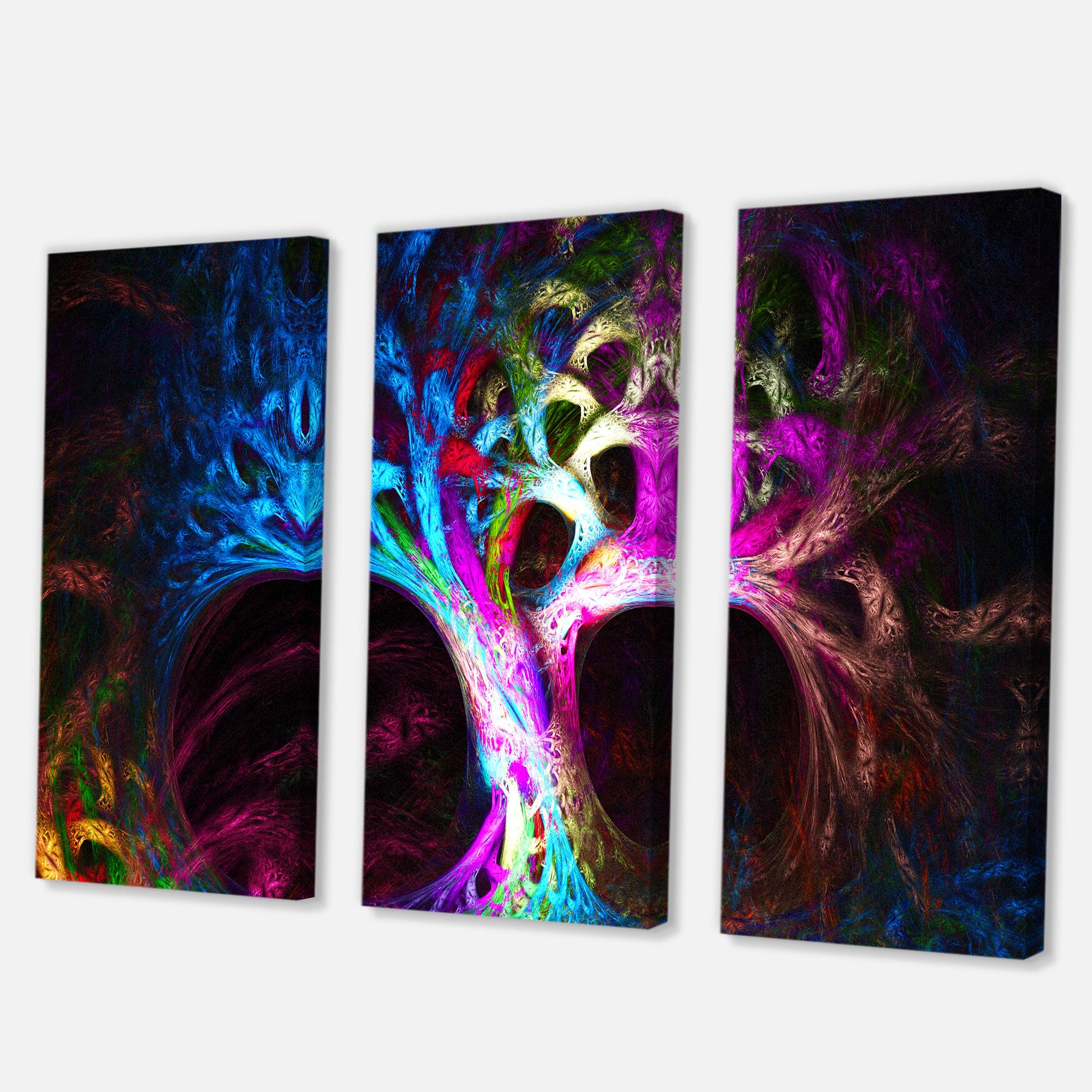 Designart - Magical Multi color Psychedelic Tree - Abstract Canvas Art Print