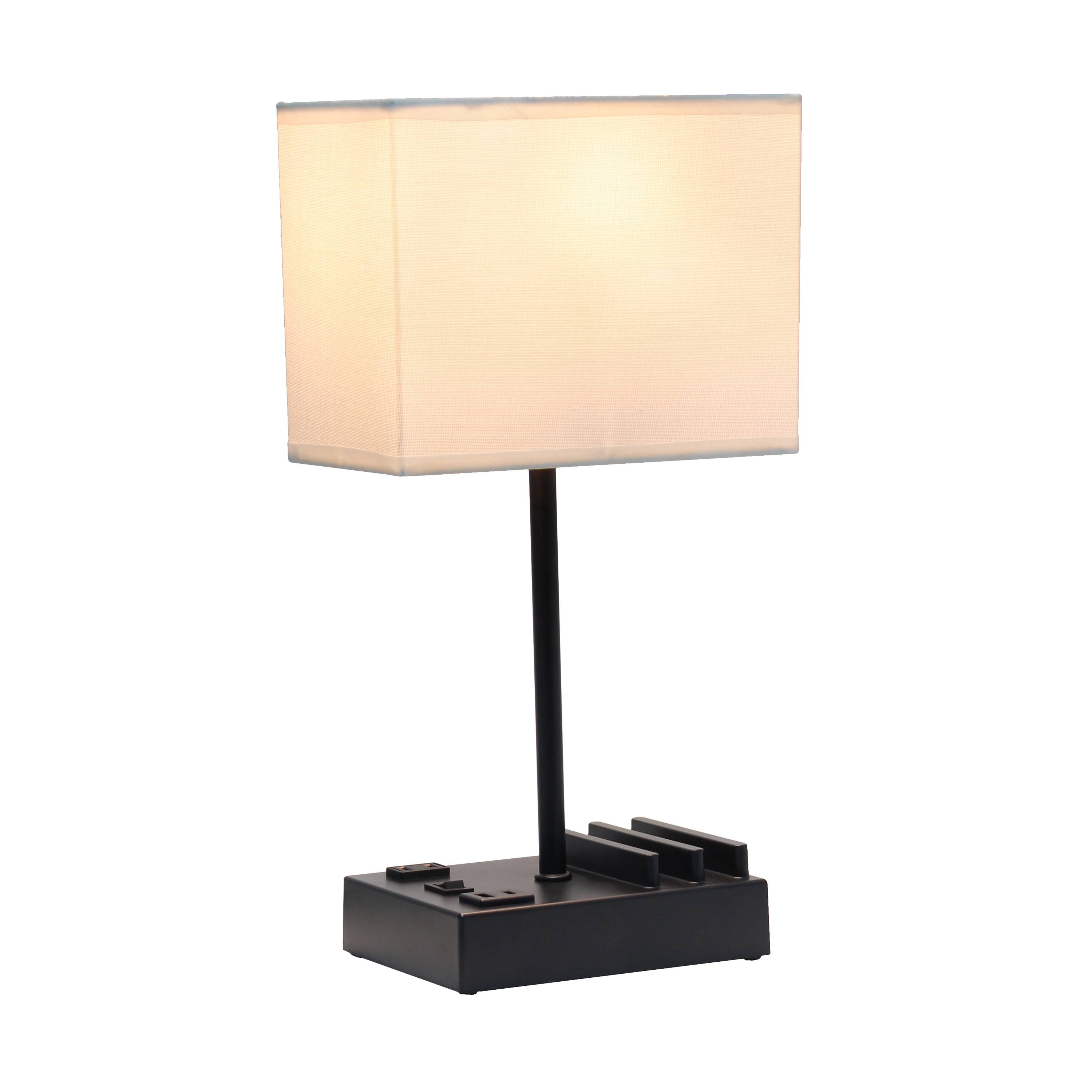 Simple Designs 15.3&#x22; Table Lamp with 2 USB Ports &#x26; Charging Outlet