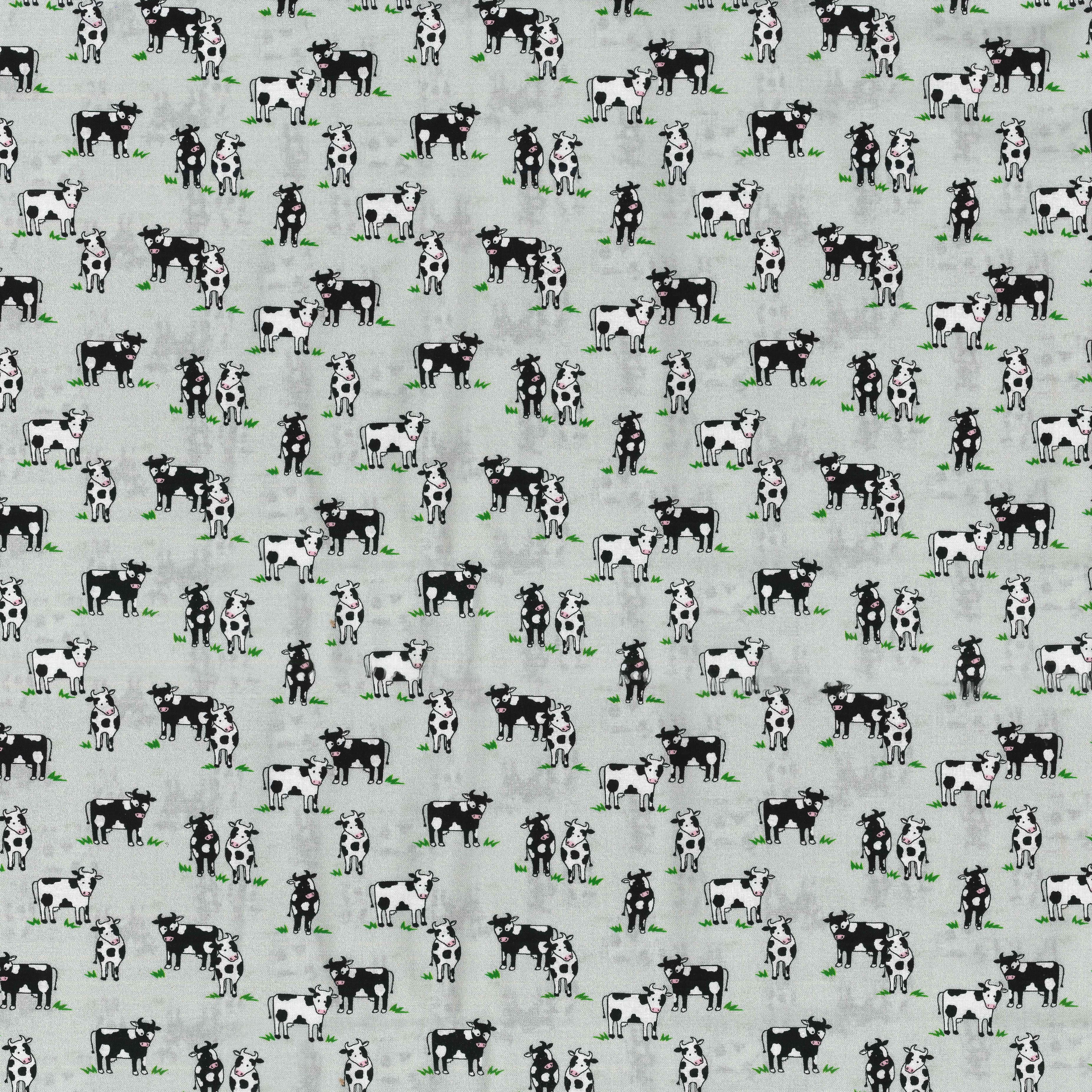 Fabric Traditions Cows on Gray Cotton Fabric