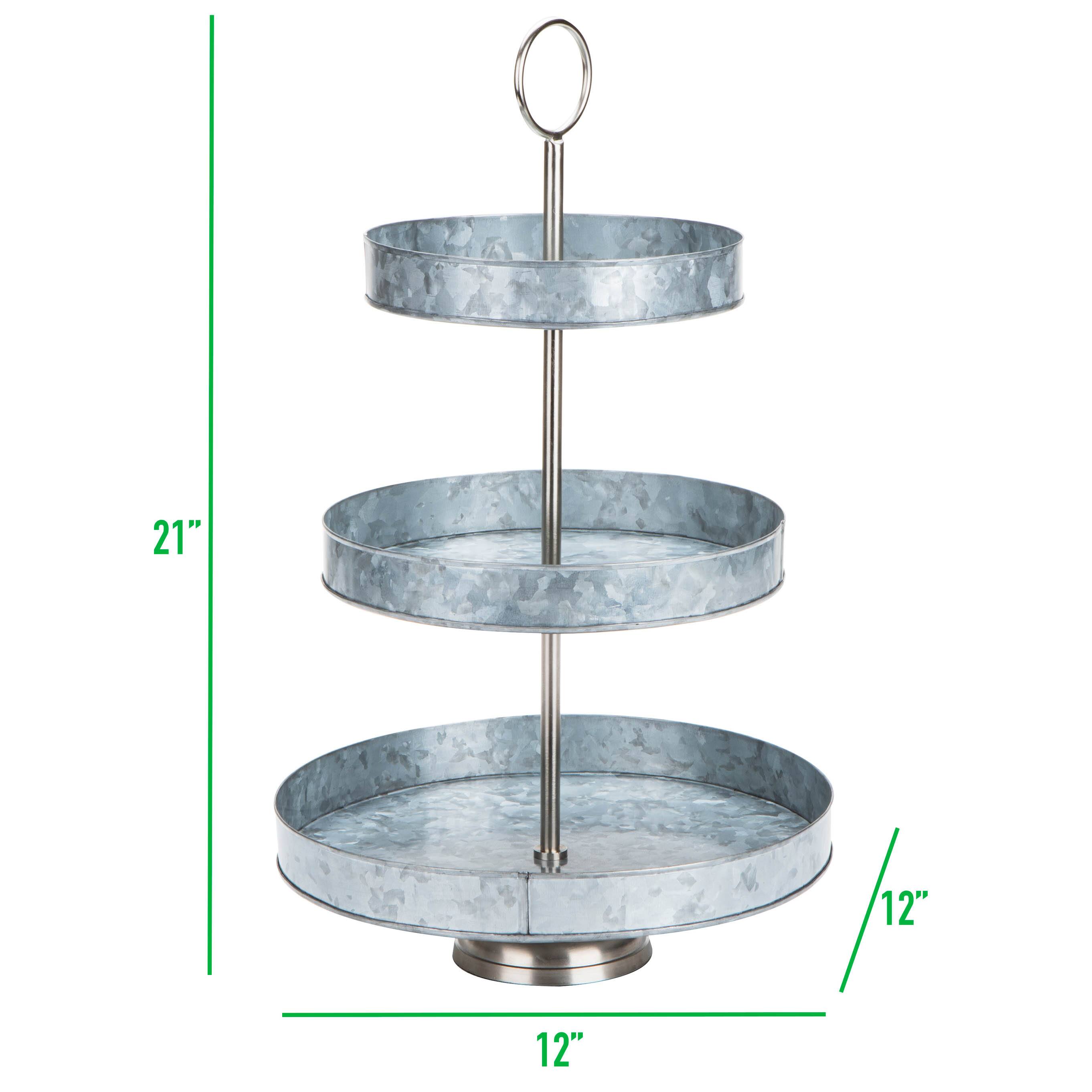 Mind Reader Silver Tiered Galvanized Steel Round Cupcake Tower
