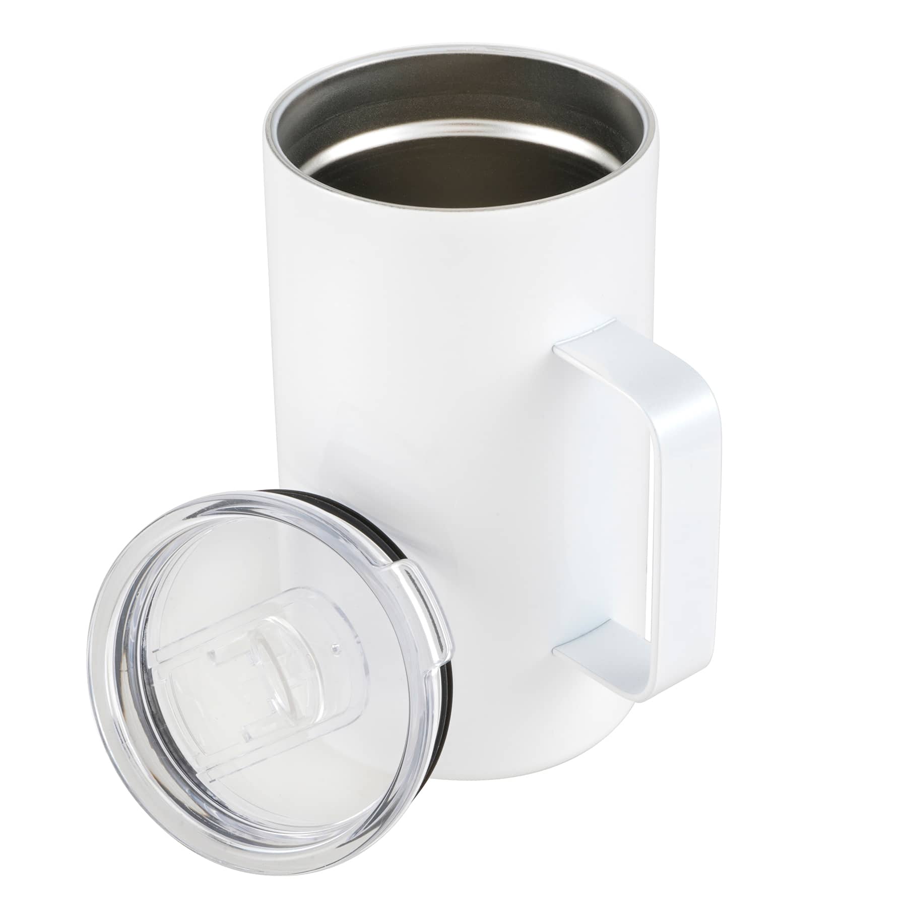 White 15oz Stainless Steel Travel Mug - Reuse, Recycle, Reduce design –  Nobby Hub