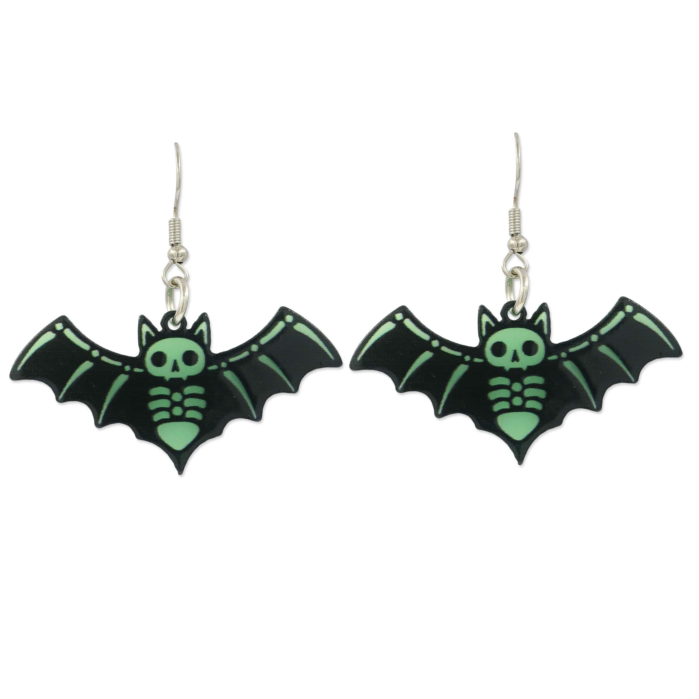 Glow-in-the-Dark Skeleton Bat Earrings by Celebrate It&#x2122;