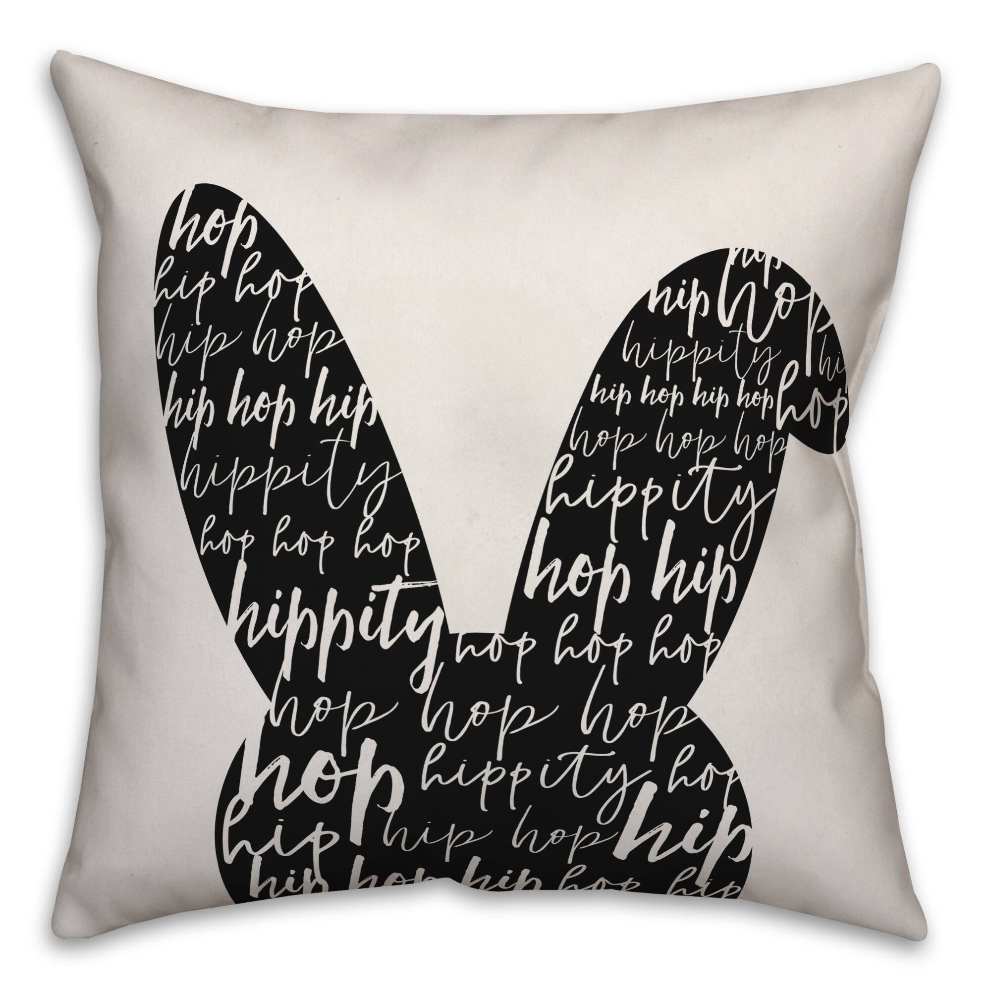 Bunny Head with Hippity Hop Throw Pillow