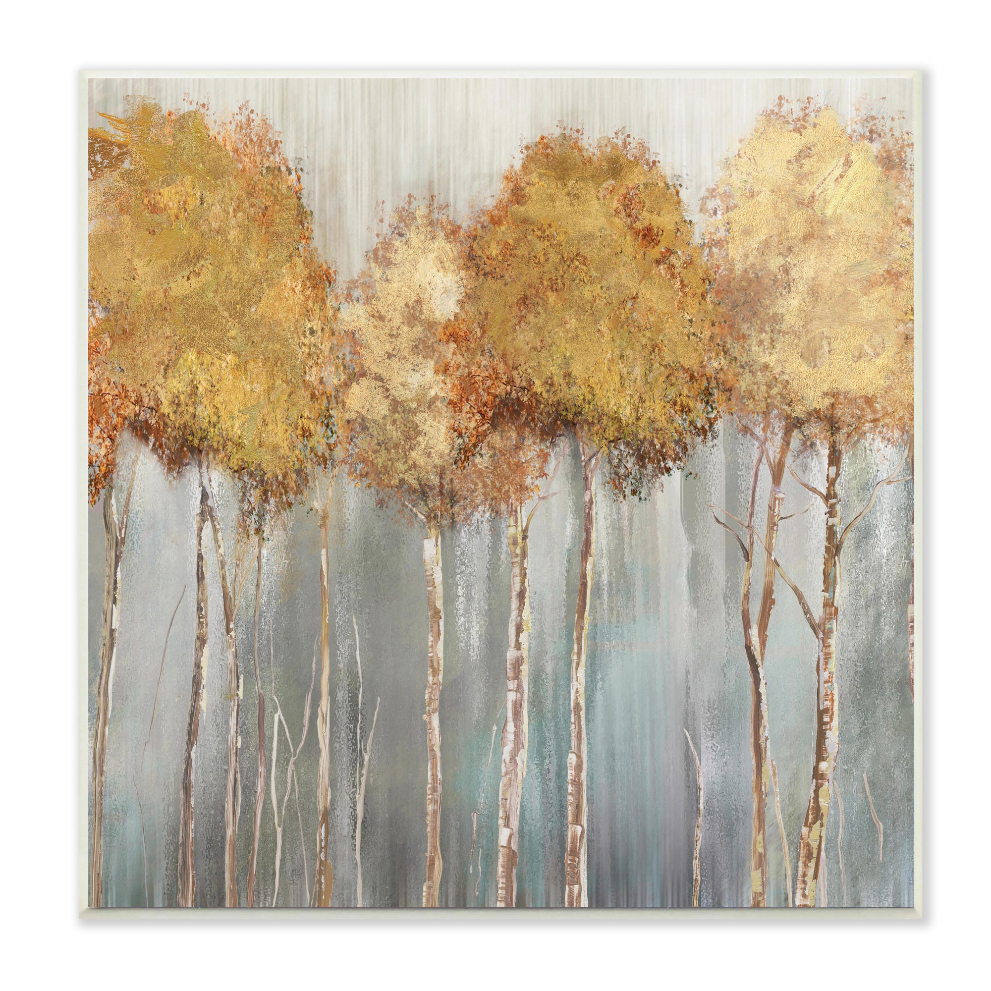 Stupell Industries Neutral Tree Forest Standing Tall over Grey,12" x 12"