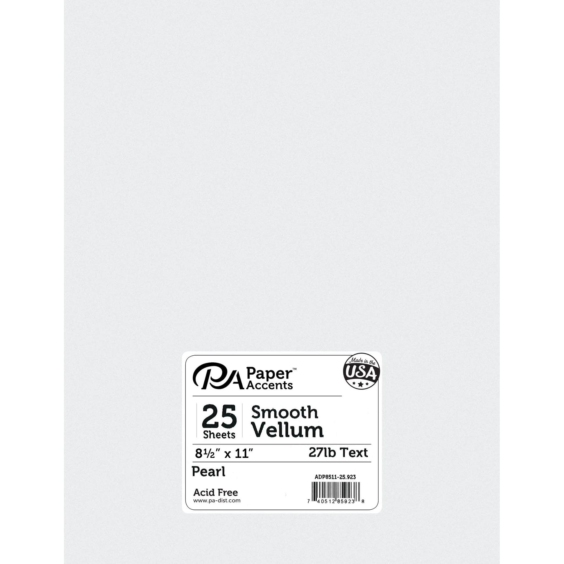 PA Paper™ Accents 8.5'' x 11'' 27lb. Smooth Vellum Paper, 25 Sheets