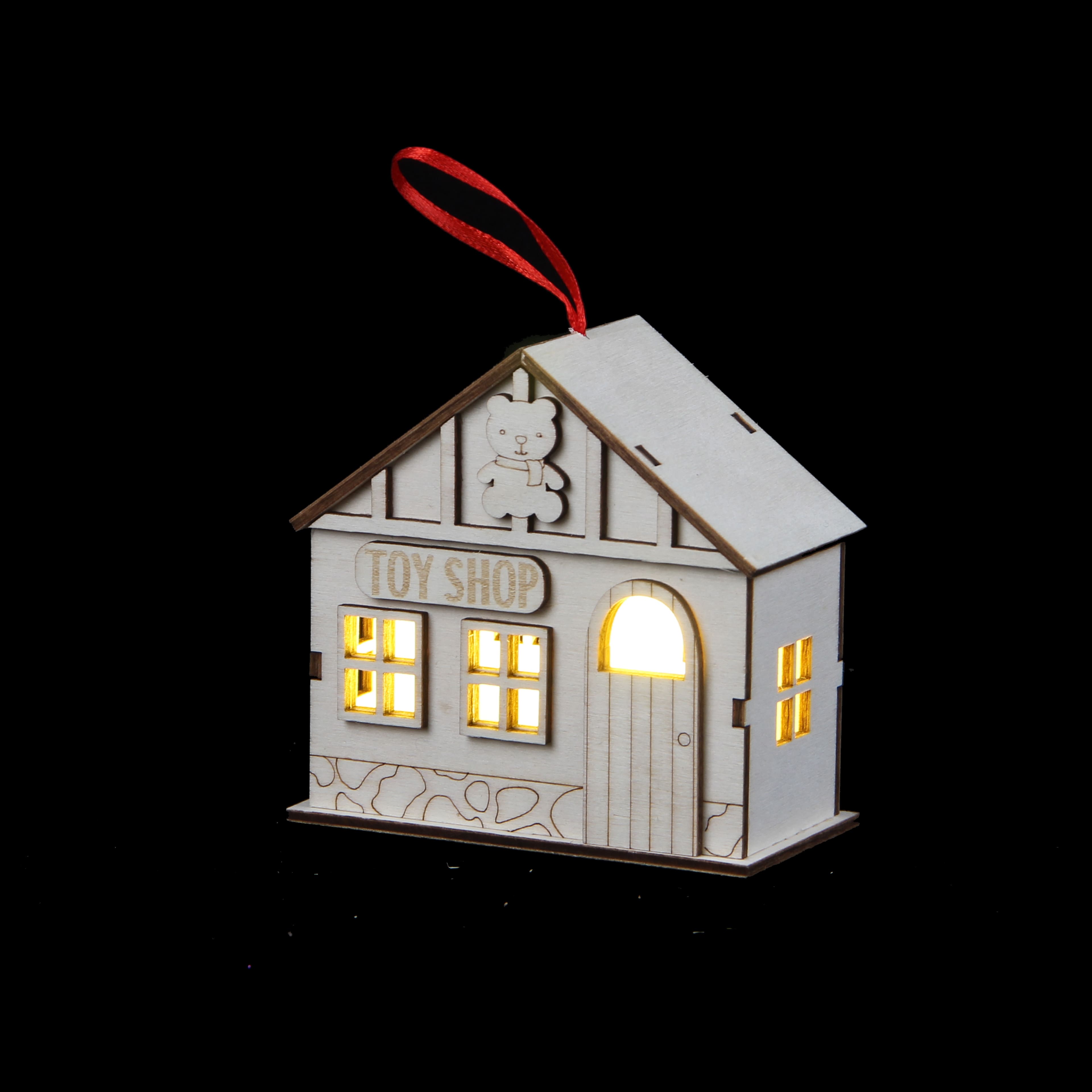 3.75&#x22; DIY LED Unfinished Plywood Toy Shop Village Ornament by Make Market&#xAE;