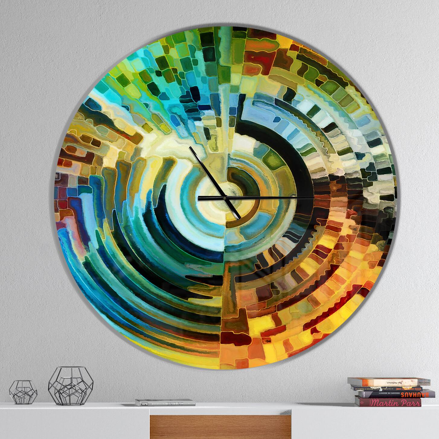 Designart 'Paths Of Stained Glass Modern Wall Clock
