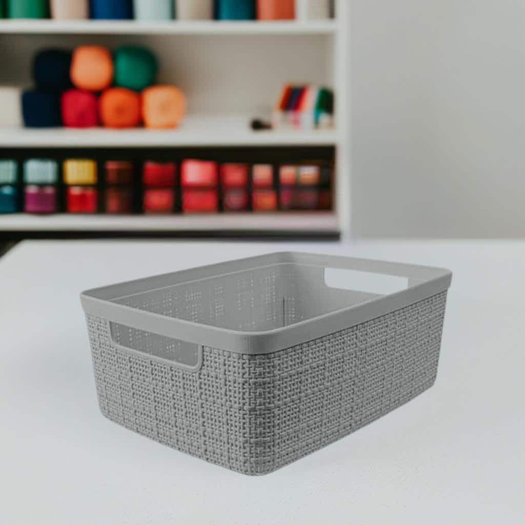 Curver&#xAE; Jute Gray Plastic Storage Basket Organizer