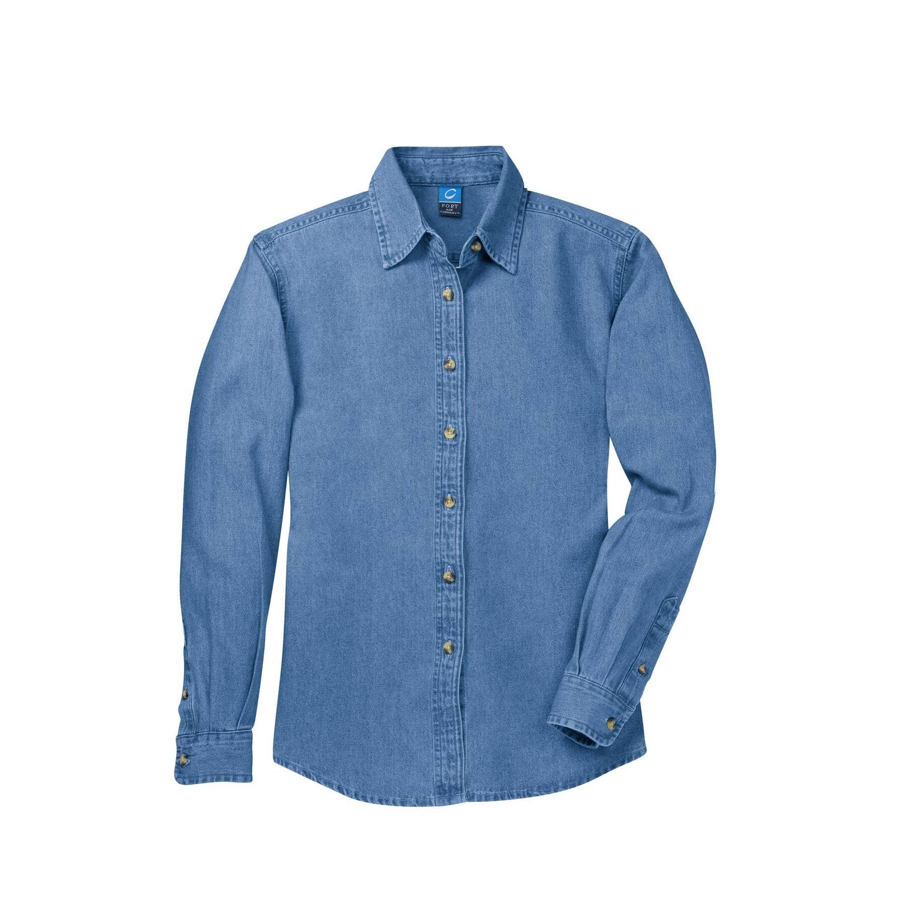 Port & Company® Long Sleeve Ladies Value Denim Shirt