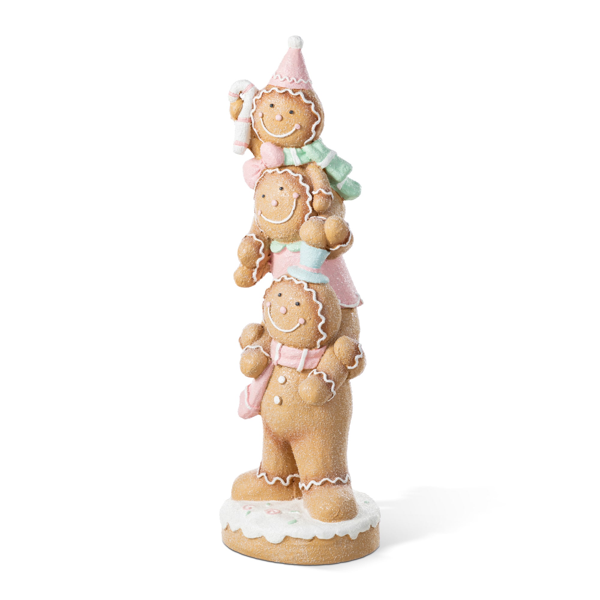 Glitzhome&#xAE; 29.25&#x22; Christmas Macaron Resin Stacked Gingerbread Man Porch Decor