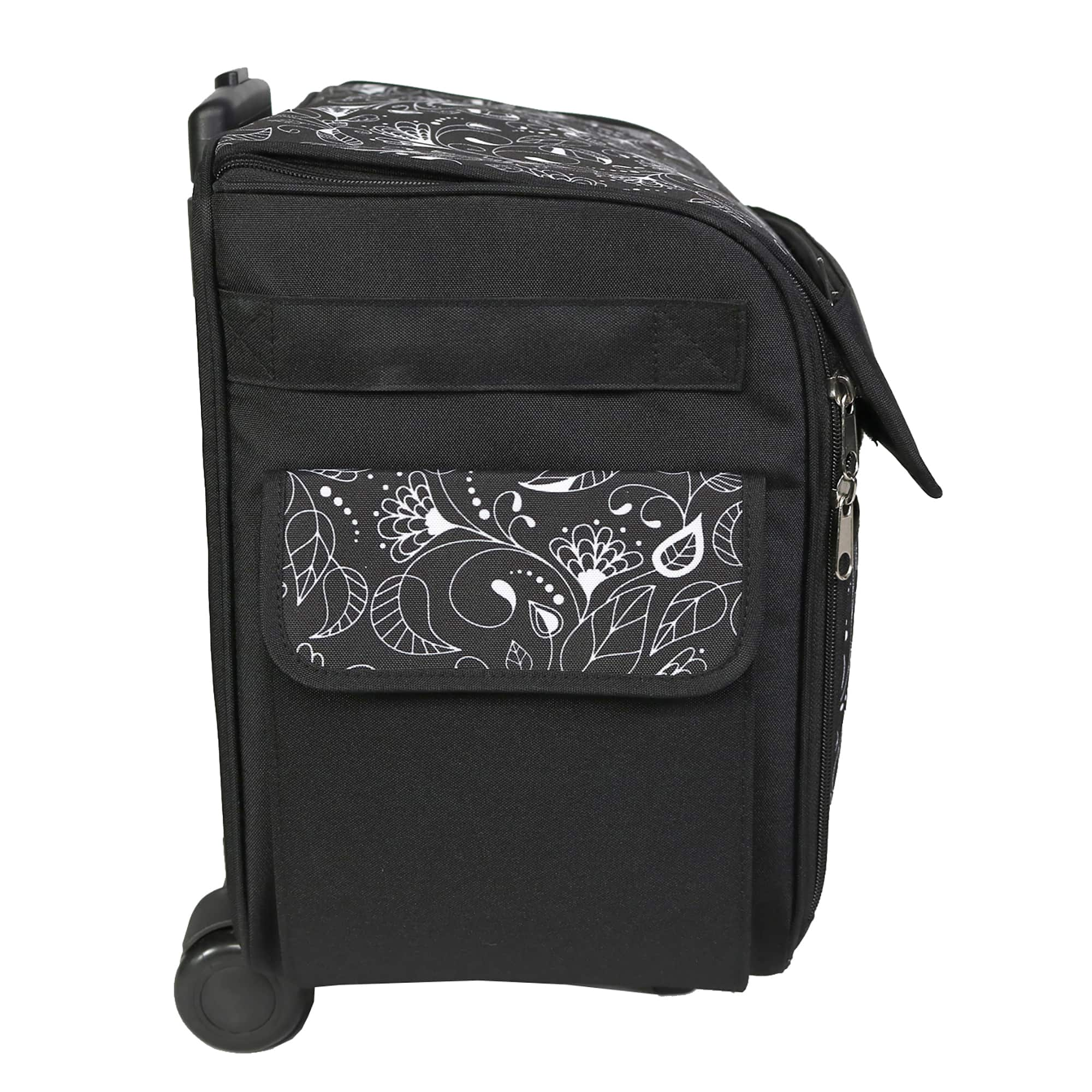 Everything Mary Black &#x26; White Floral Rolling Sewing Machine Tote