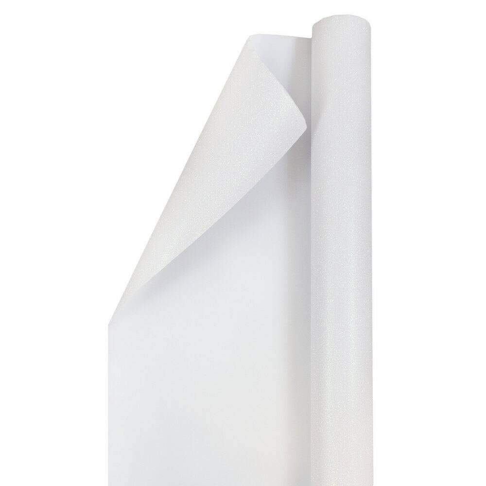 JAM Paper White Glitter Gift Wrap with Double Sided Tape Set
