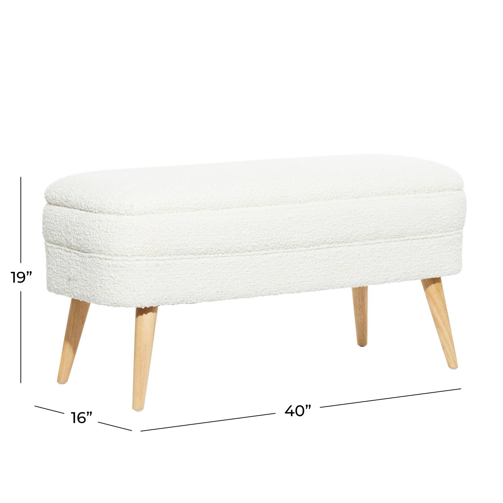 40" Contemporary Polyester & Wood Storage Bench