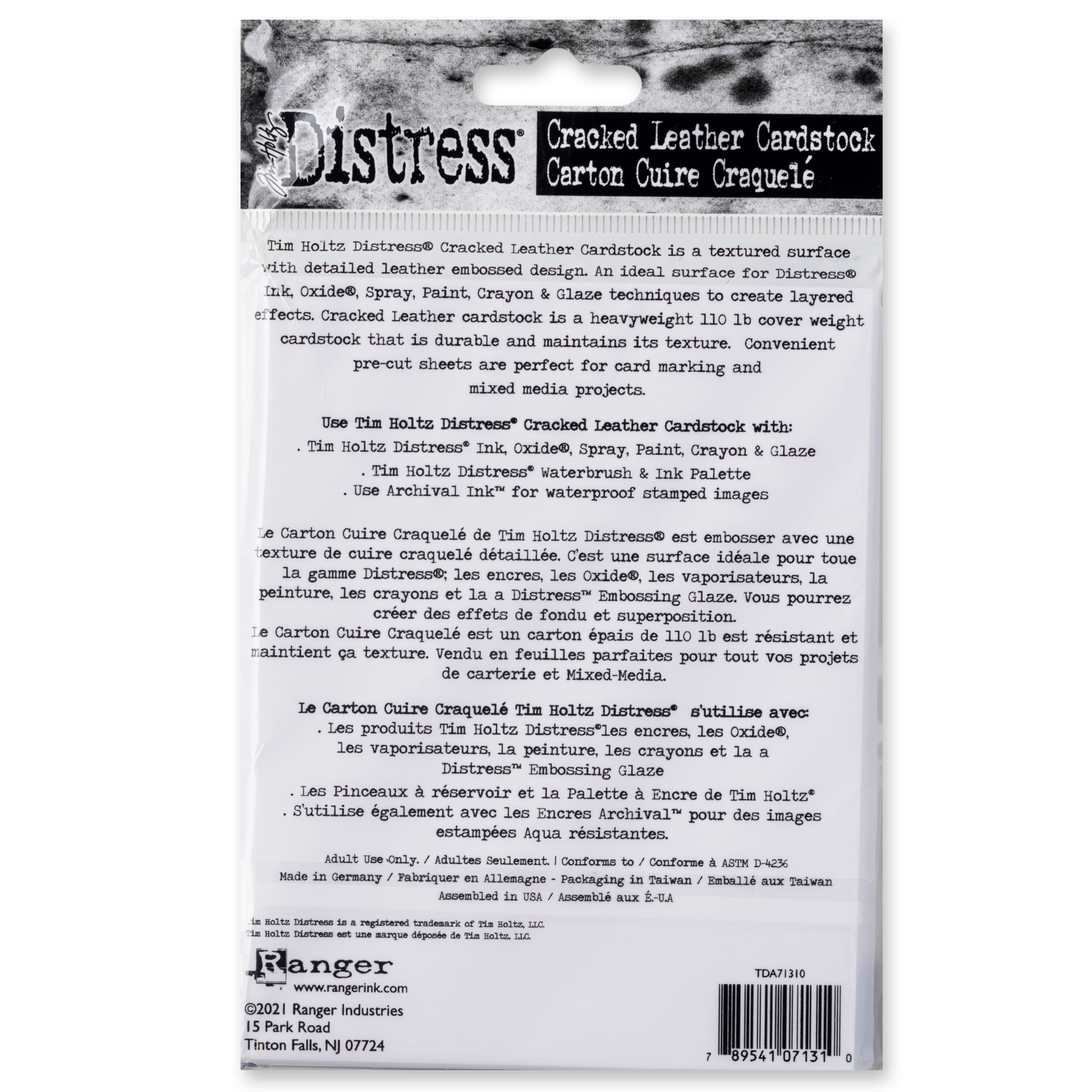 Tim Holtz Distress&#xAE; Cracked 4.25&#x22; x 5.5&#x22; Leather Cardstock, 12 Sheets
